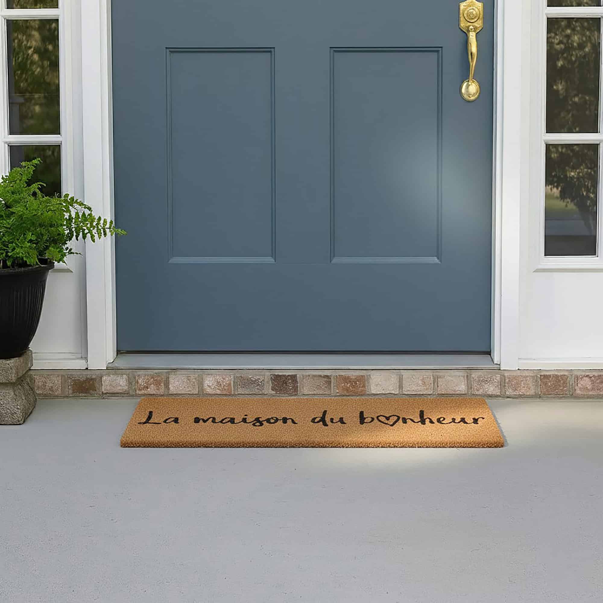 EVIDECO FRENCH HOME GOODS - 10 x 30-in La Maison du Bonheur Long Sheltered Front Door Mat Coco Na...