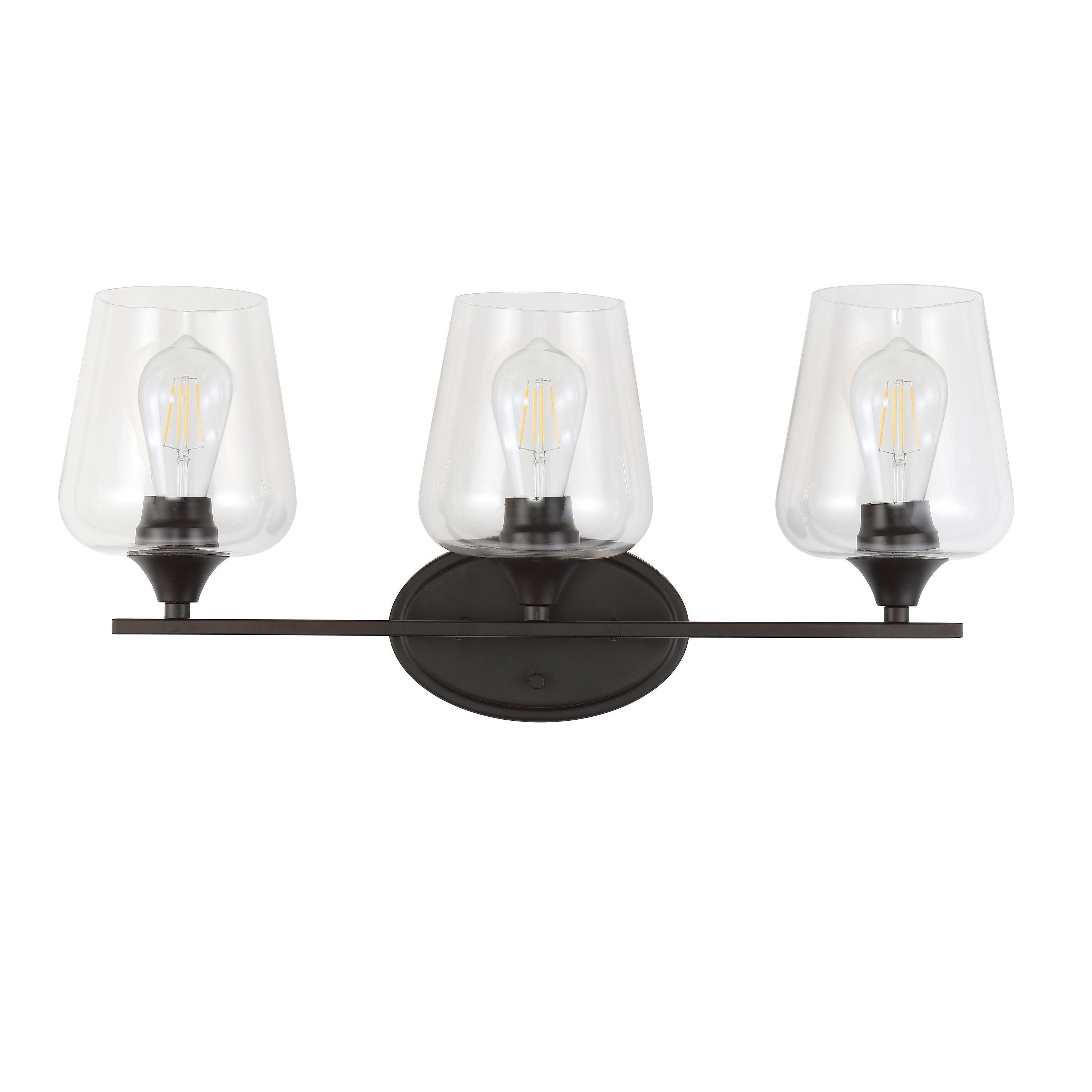 JONATHAN Y Jayne Iron/Seeded Glass Farmhouse Rustic 23-in 3-Light Oil ...