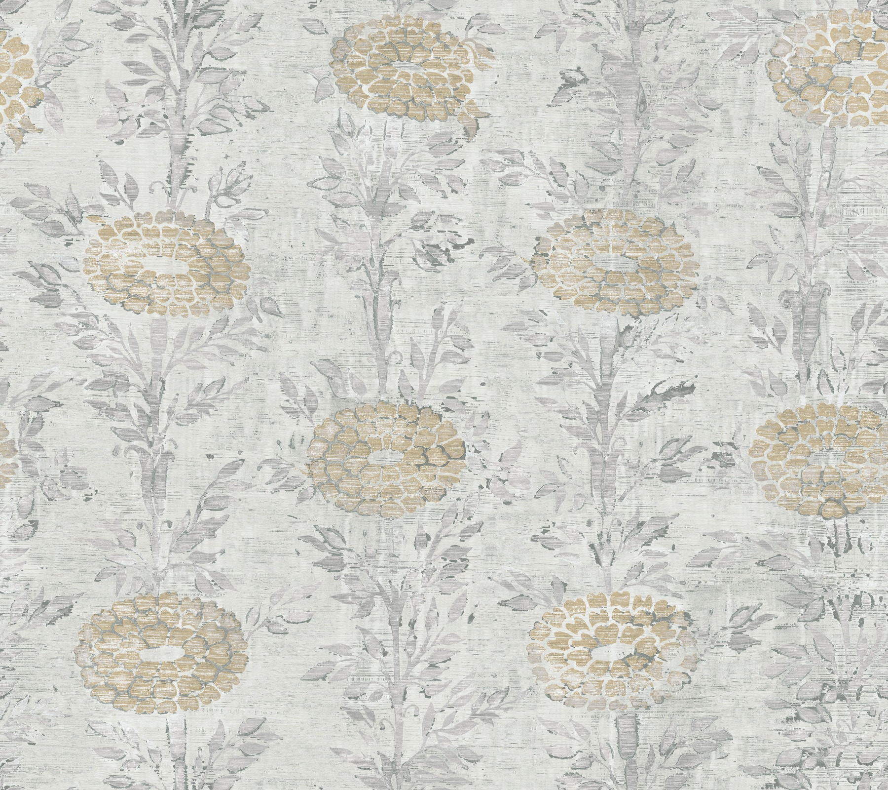 York Wallcoverings AF6516 Ronald Redding Designs Tea Garden 60.8-Sq. Feet Gold Non-woven Ivy/Vines Unpasted Wallpaper
