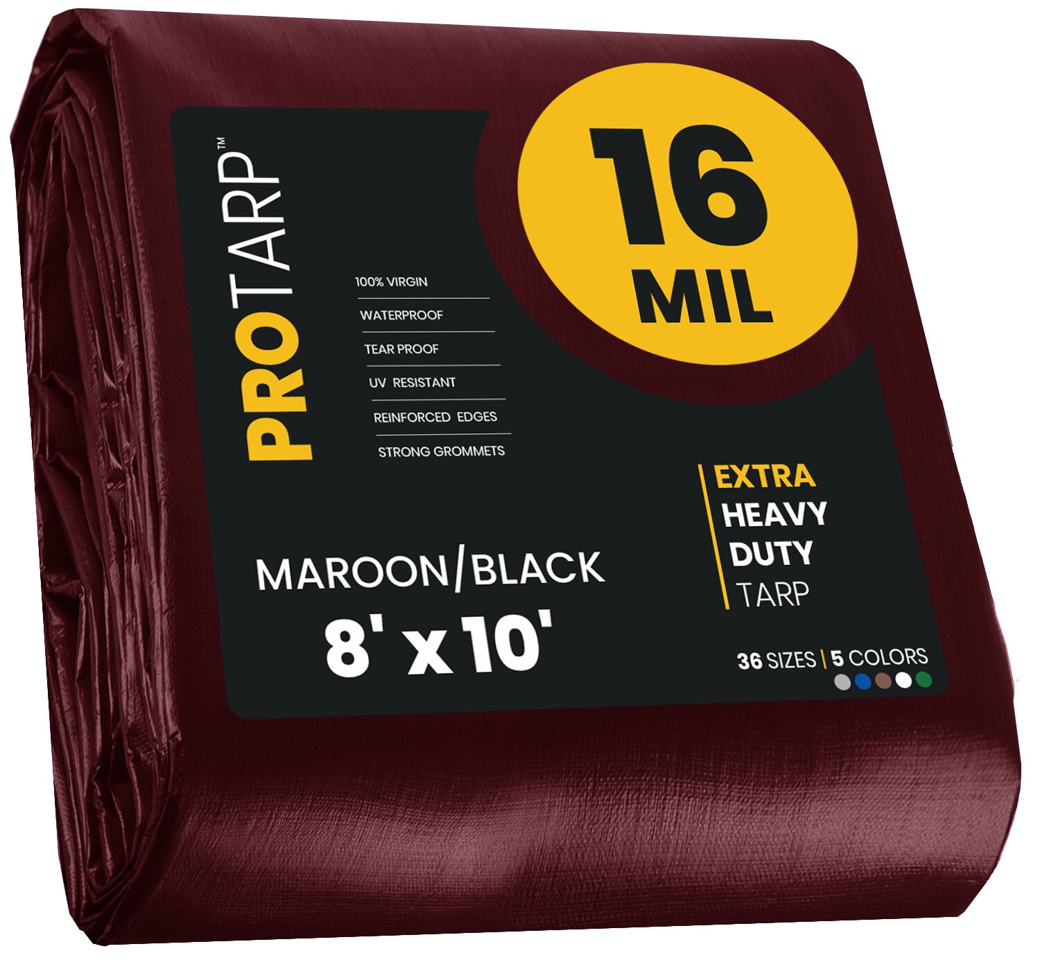 PROTARP PT-107-8X10 8-ft x 10-ft Maroon Waterproof Commercial Polyethylene 16-mil Tarp