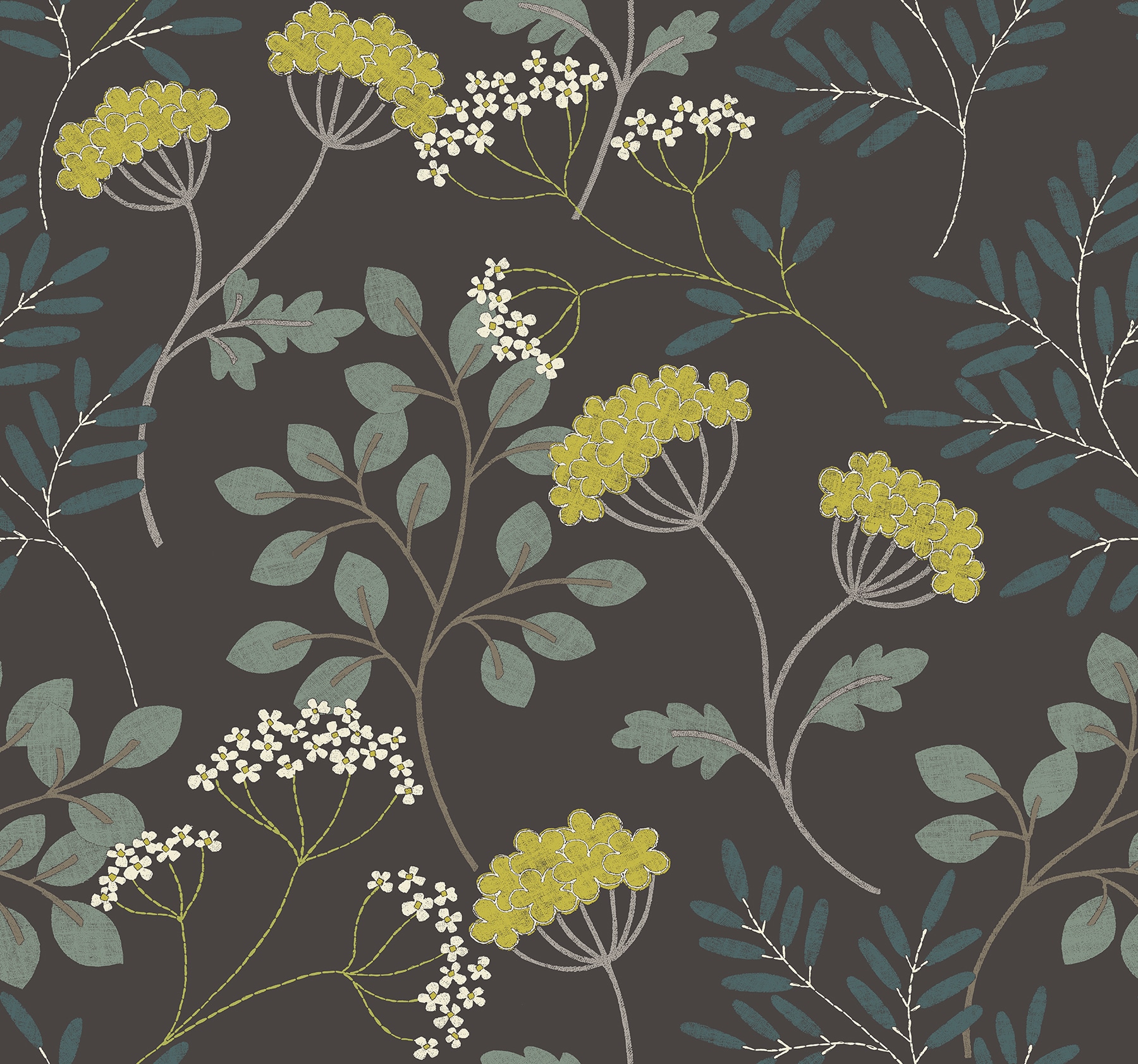 Scott Living 2975-87544 60.8-Sq. Feet Black Non-woven Ivy/Vines Unpasted Wallpaper