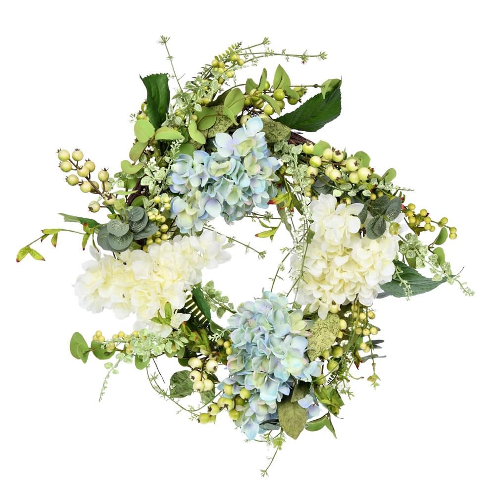 Vickerman FT191424 24-in Green Indoor Hydrangea Artificial Wreath