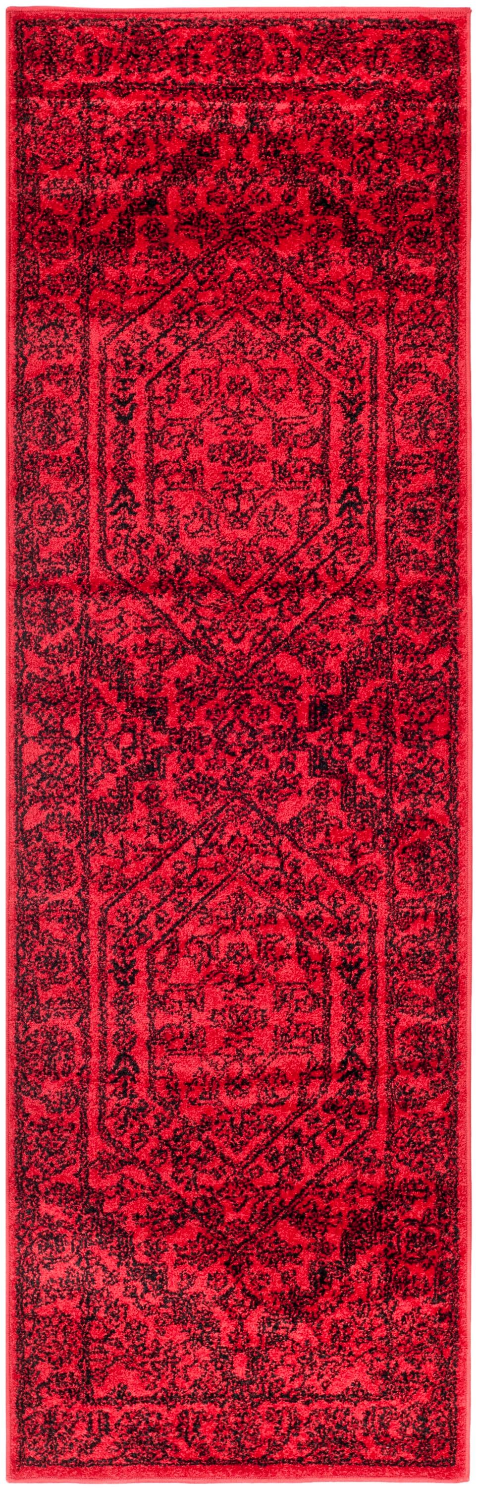 Safavieh ADR108F-216 Adirondack Herati 2 x 16 (ft) Loomed Polypropylene Red/Black Rectangular Indoor Distressed/Overdyed Lodge Runner rug