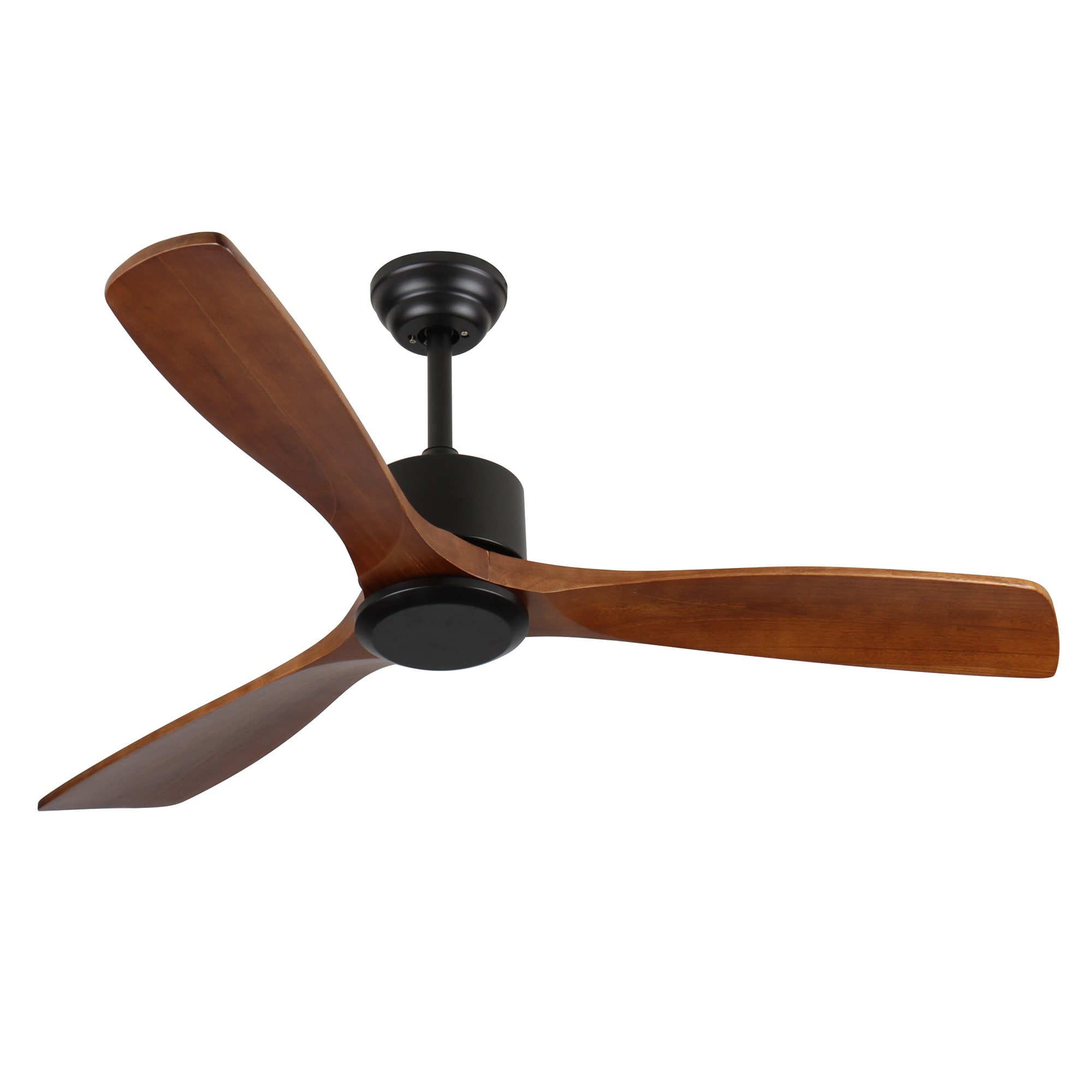 Bybafun YB5700068 52-in Outdoor Black with Wood Blades Ceiling Fan Without Light - Remote Included ( 3 -Blade )