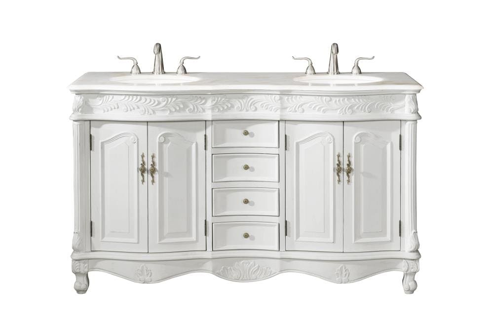 Elegant Decor First Impressions 60-in White Undermount Double Sink ...