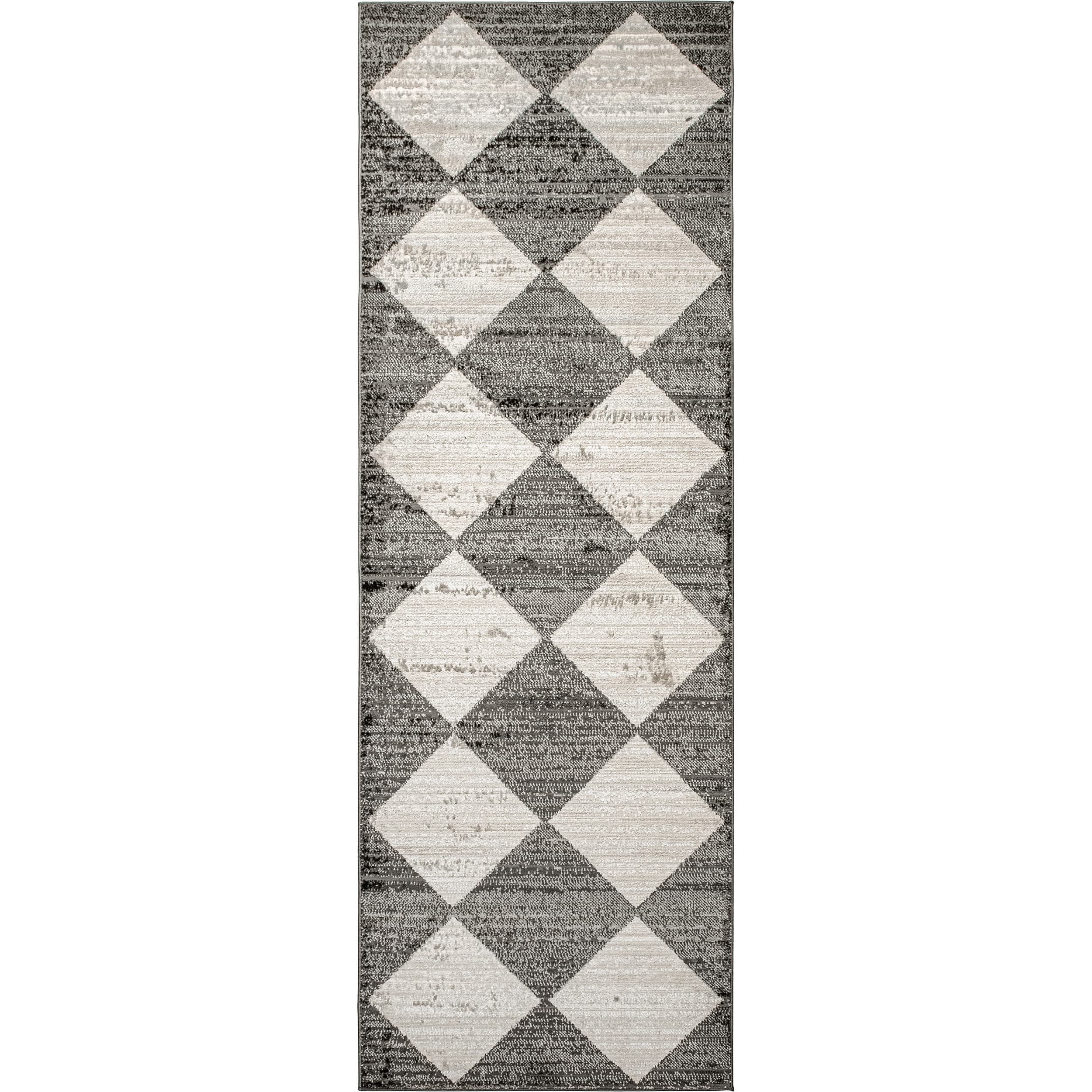 Gianna Gray Geometric Recycled Synthetic Runner Rug