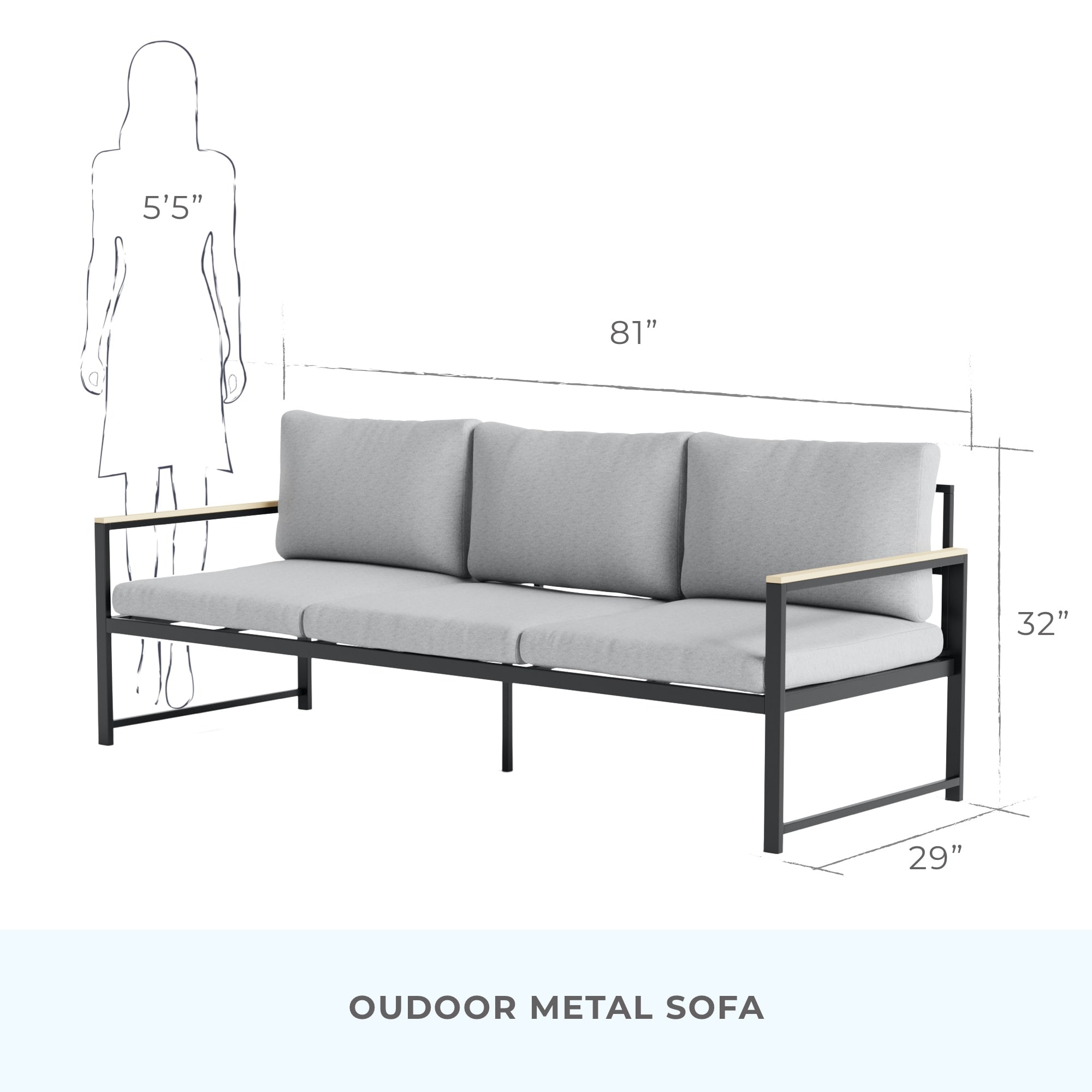 Brookside Meg Outdoor Sofa with Gray Cushion(S) and Aluminum Frame in the  Patio Sectionals & Sofas department at Lowes.com