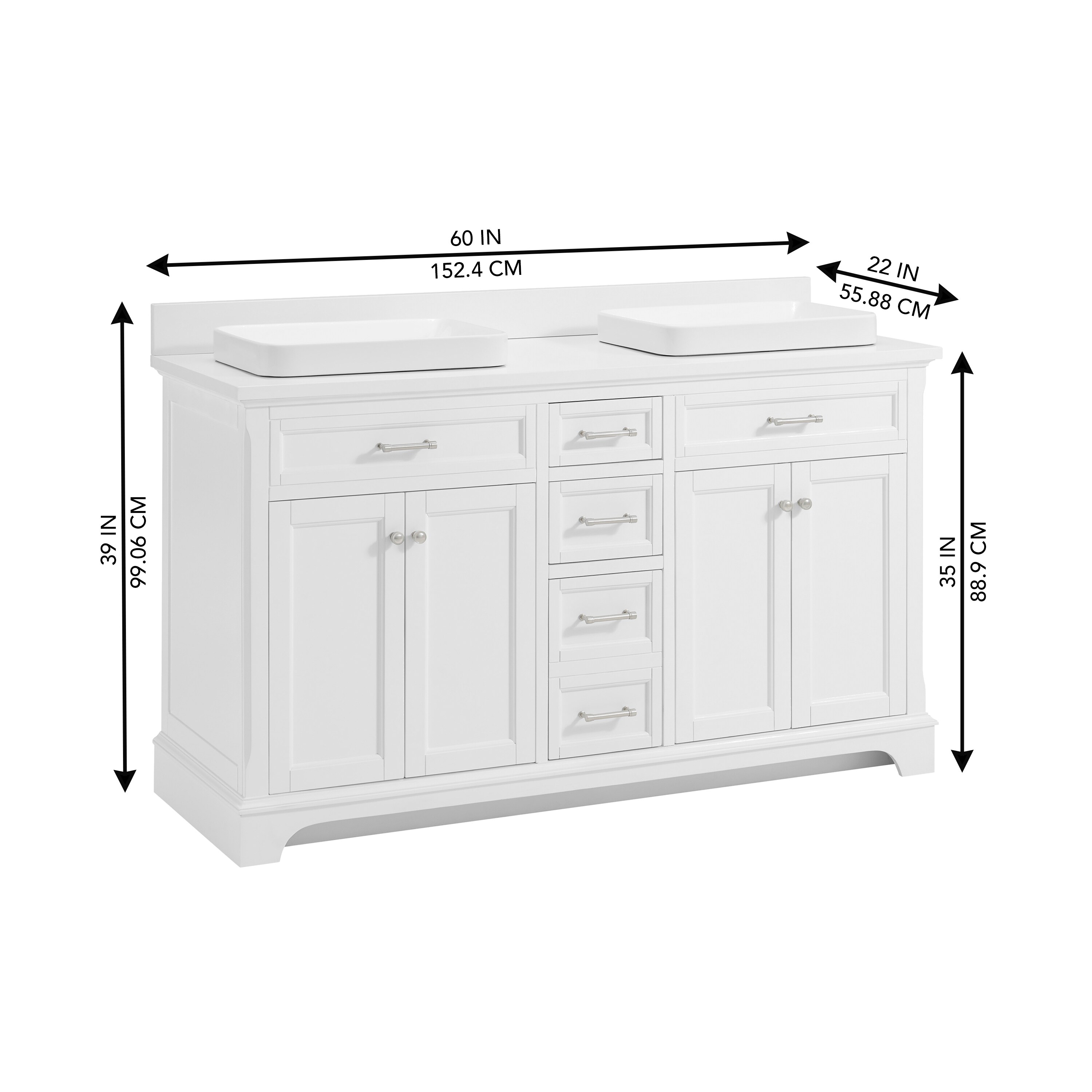 allen + roth Roveland 60-in White Semi-recessed Double Sink Bathroom ...