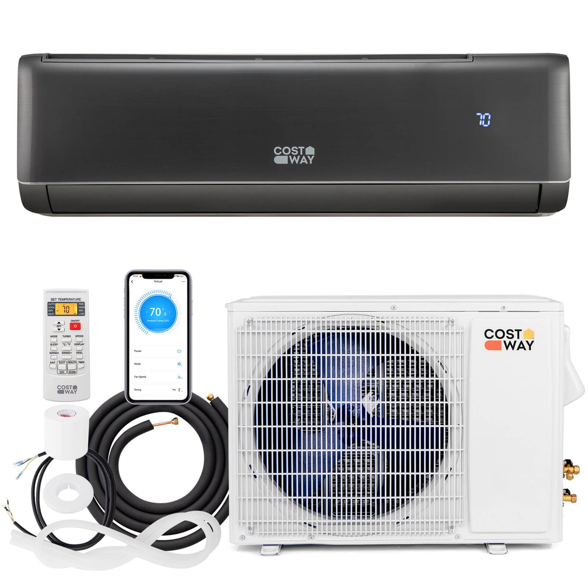 Costway HCST03115 12000-BTU 750-sq ft 208-Volt Gray Through-the-Wall Air Conditioner with Heater with Remote