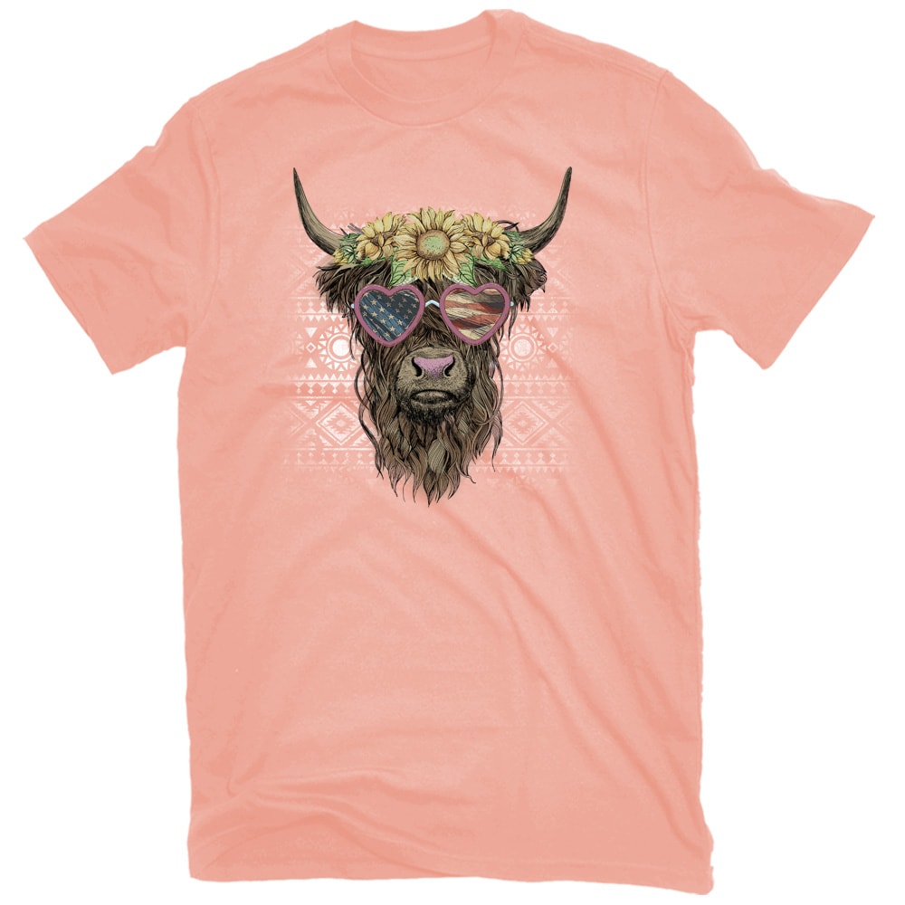 Women's Orange Knit Short Sleeve Graphic T-shirt