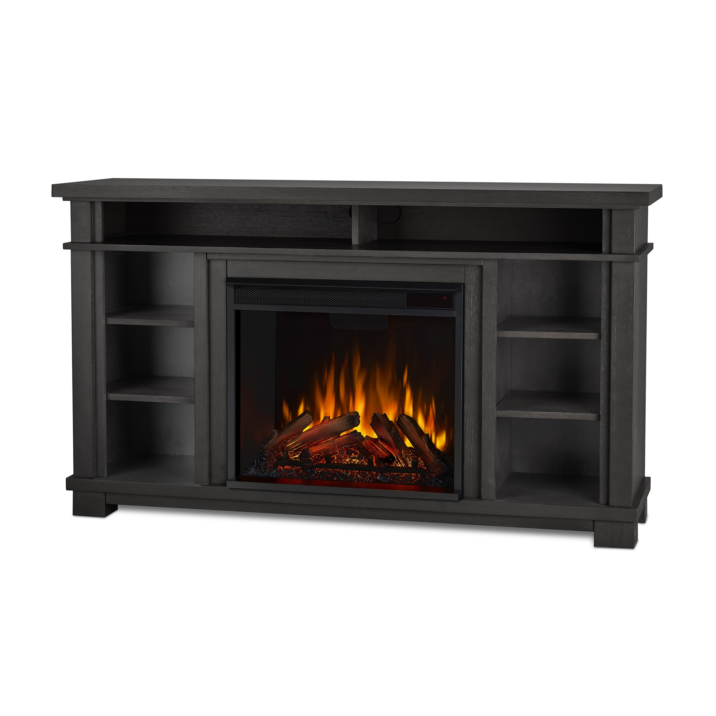 Real Flame 56-in W Gray TV Stand with Fan-forced Electric Fireplace 7330E-GRY Sansujyuku sansujyuku.com