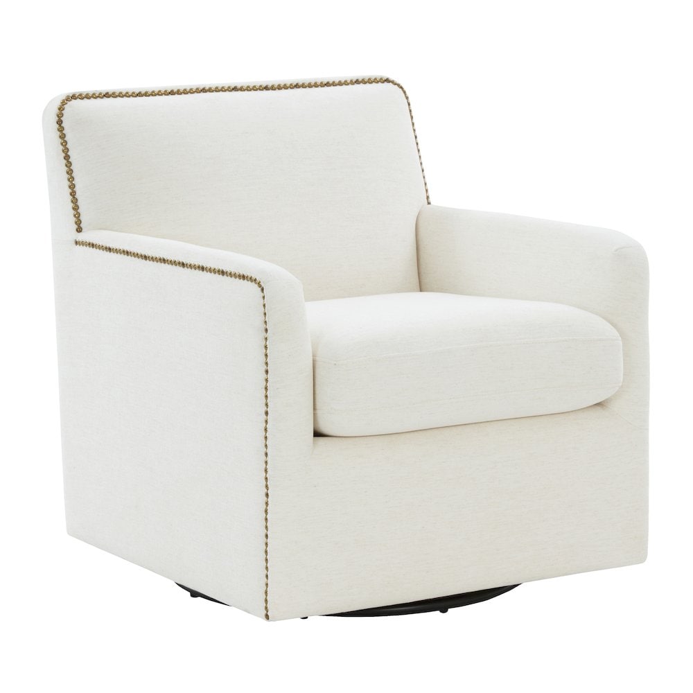 Comfort Pointe - Tolland Swivel Accent Chair with Nailhead Trim Cream