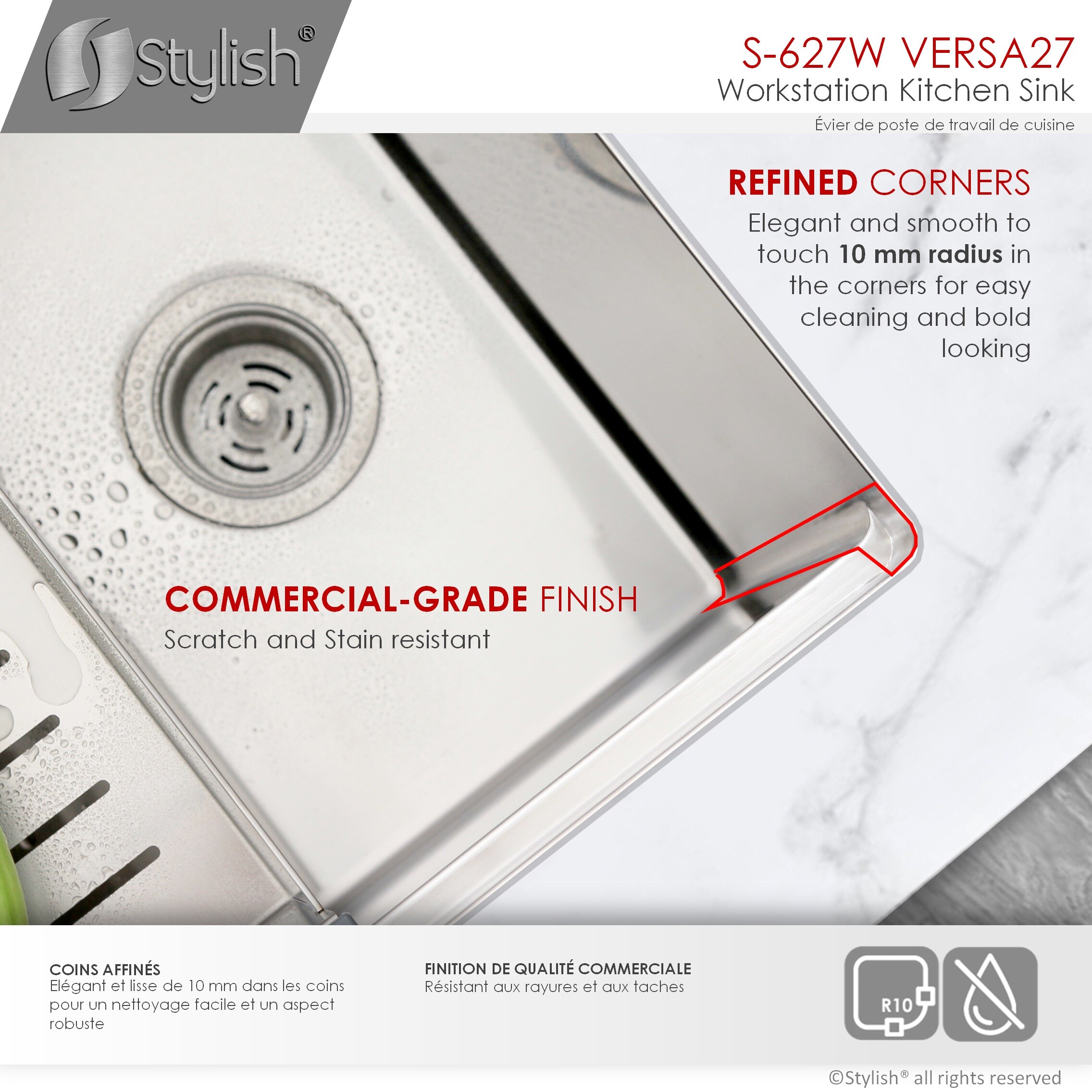 Stylish S-627W Kitchen-Sinks - View #5