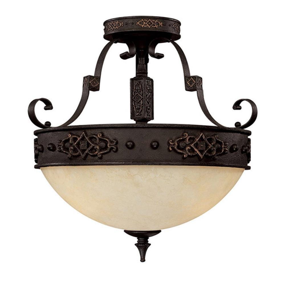  LWZT24ZO45428 Century 3-Light Rustic Iron Semi-Flush mount light