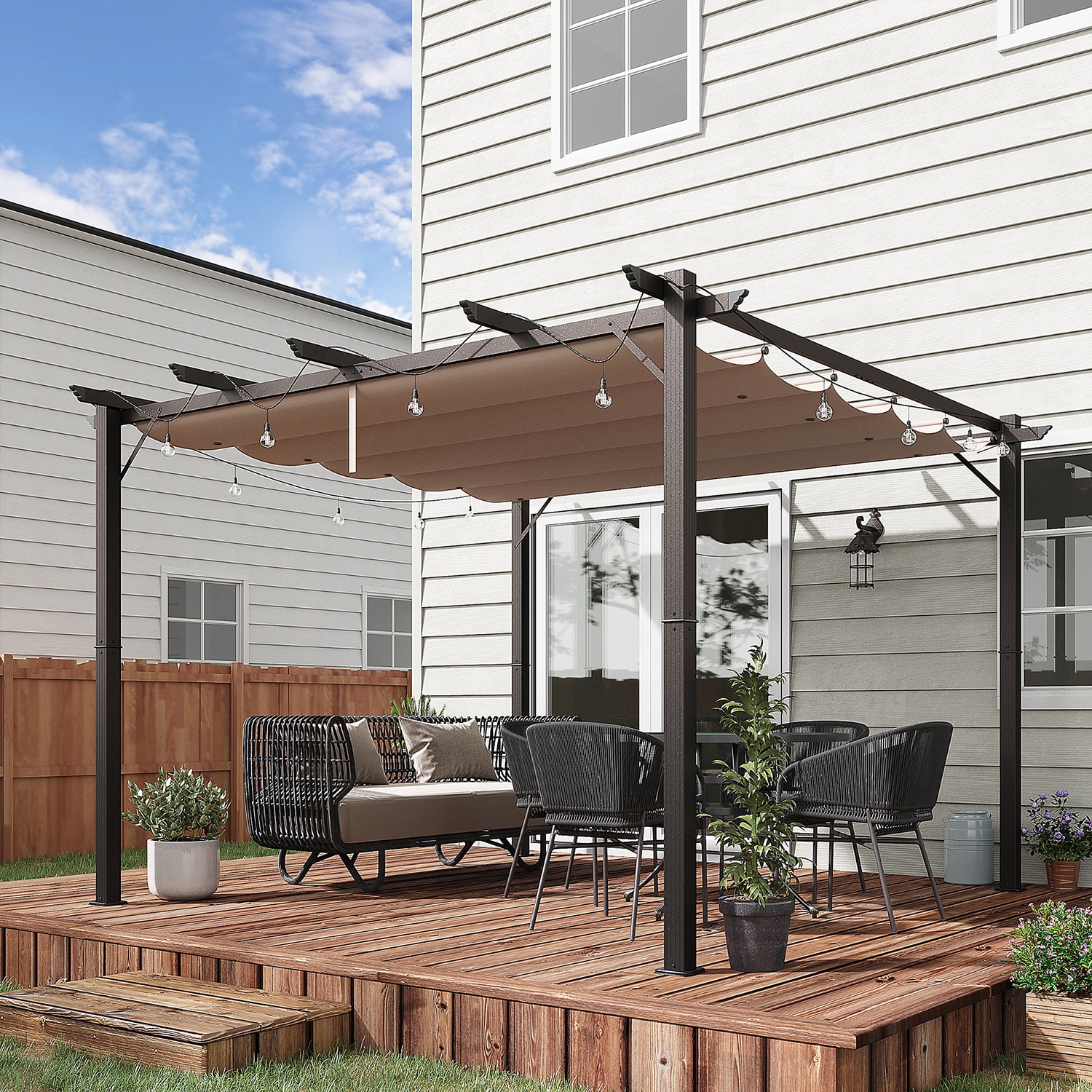 GZMR GZ-W2225P364 10-ft x 10-ft Brown Square Soft top Roof