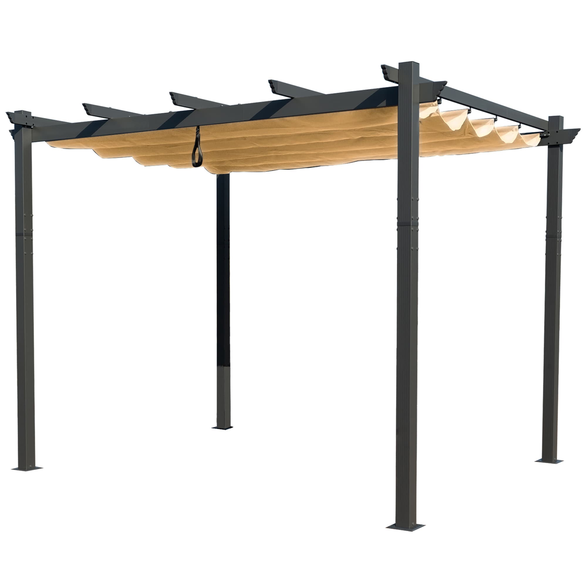 Kozyard KZMPG1012BEI Pergolas 10-ft W x 12-ft L x 8-ft H Beige Metal Freestanding Pergola with Canopy