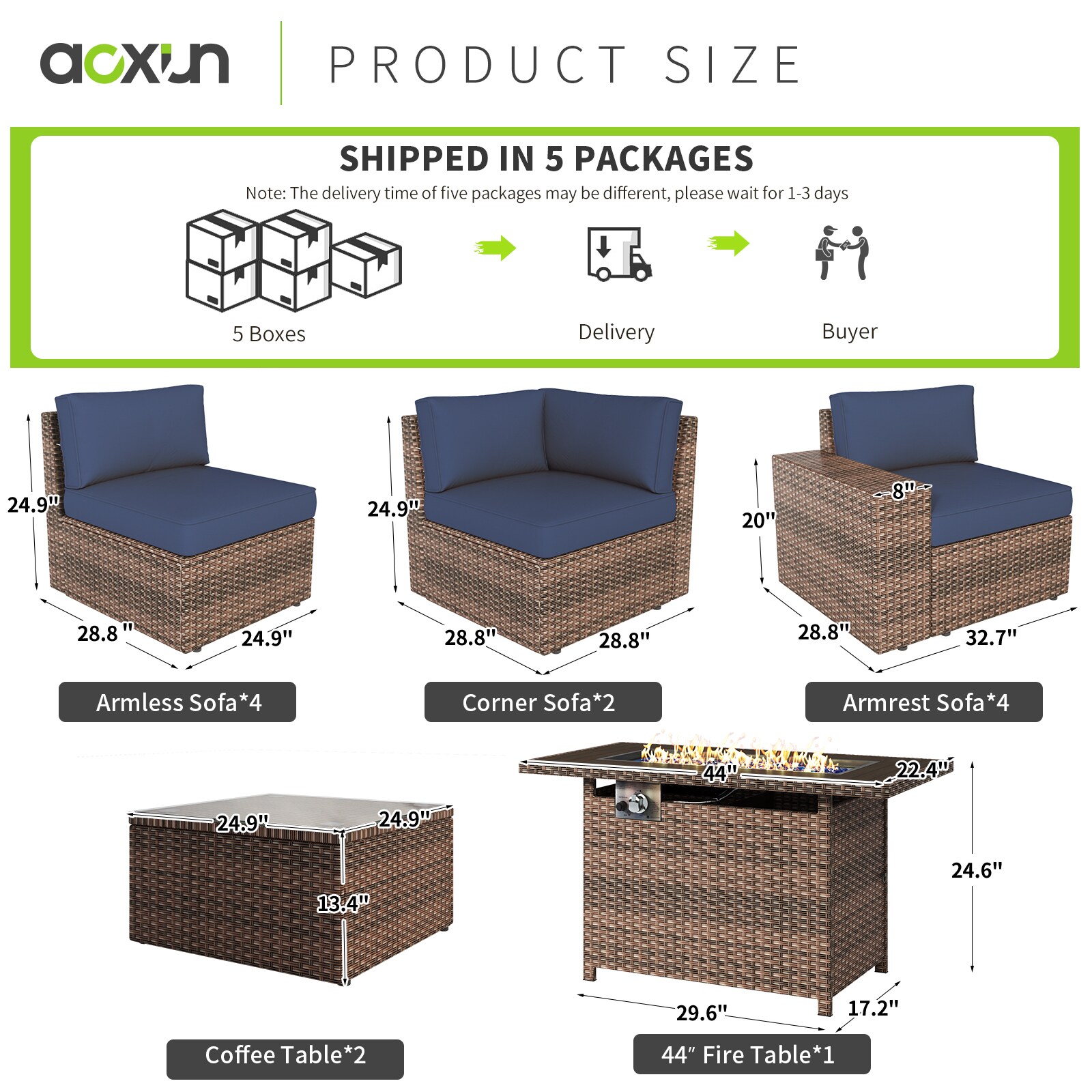 AOXUN G12039BG2AB+026BR-13 Patio-Conversation-Sets - View #5