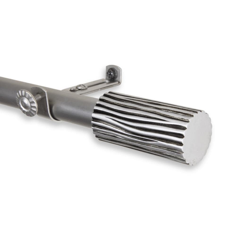 Hart & Harlow L4897-485 Olly 13/16-in 48-in to 84-in Satin nickel Steel Single curtain rod with Finials