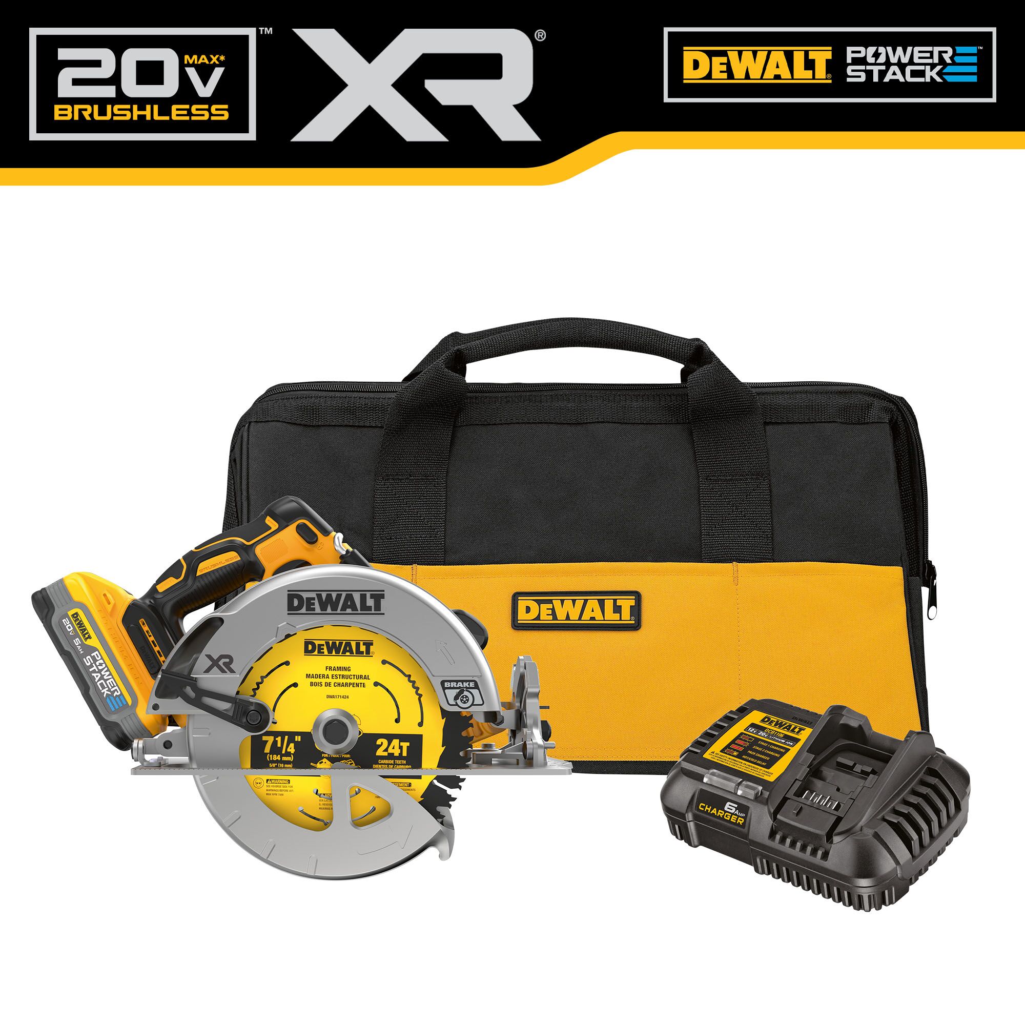 DEWALT XR 20-volt Max 7-1/4-in Brushless Cordless Circular Saw Kit  (1-Battery & Charger Included)