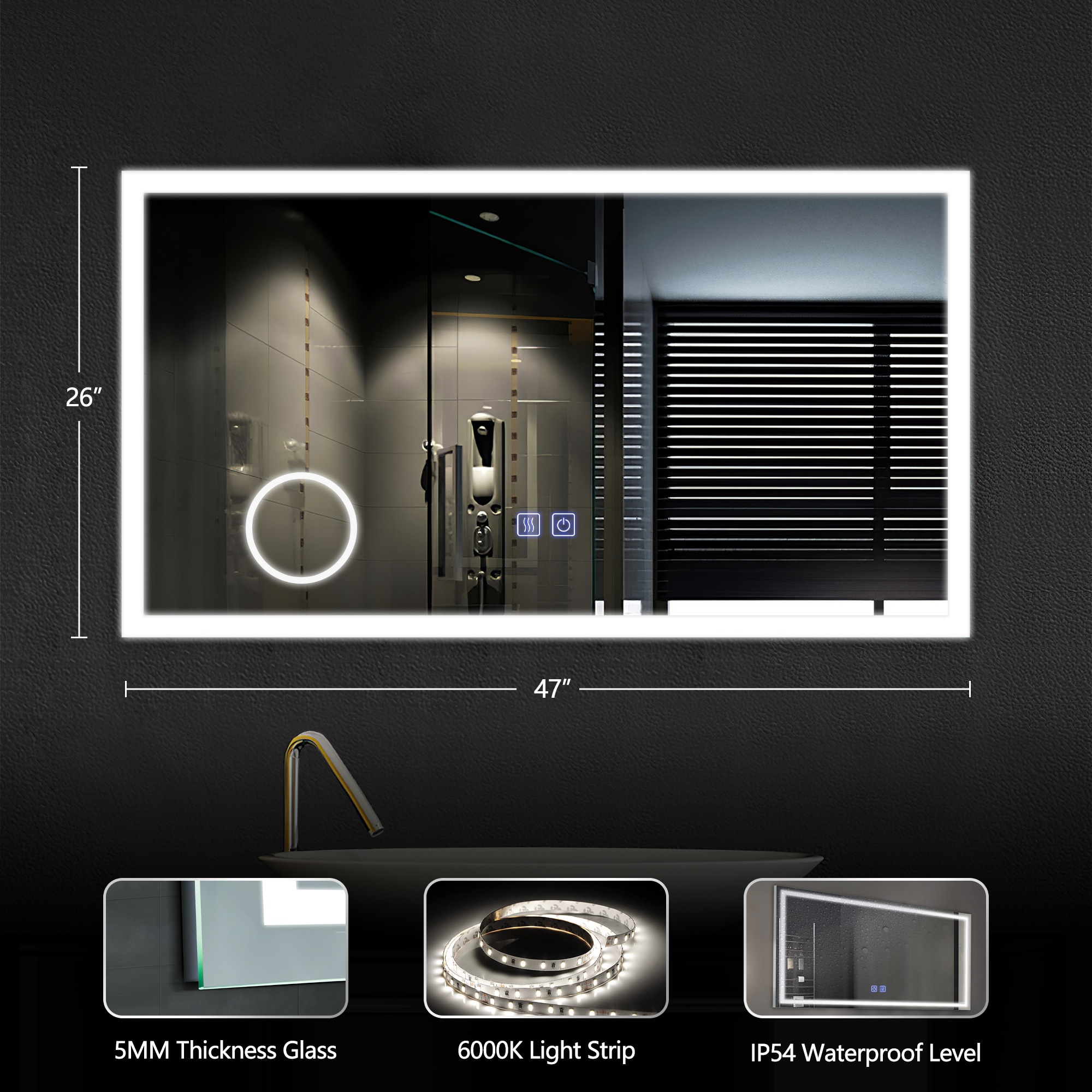 Dovelina LS-A-MR03074 Framed-Bath-Mirrors - View #8