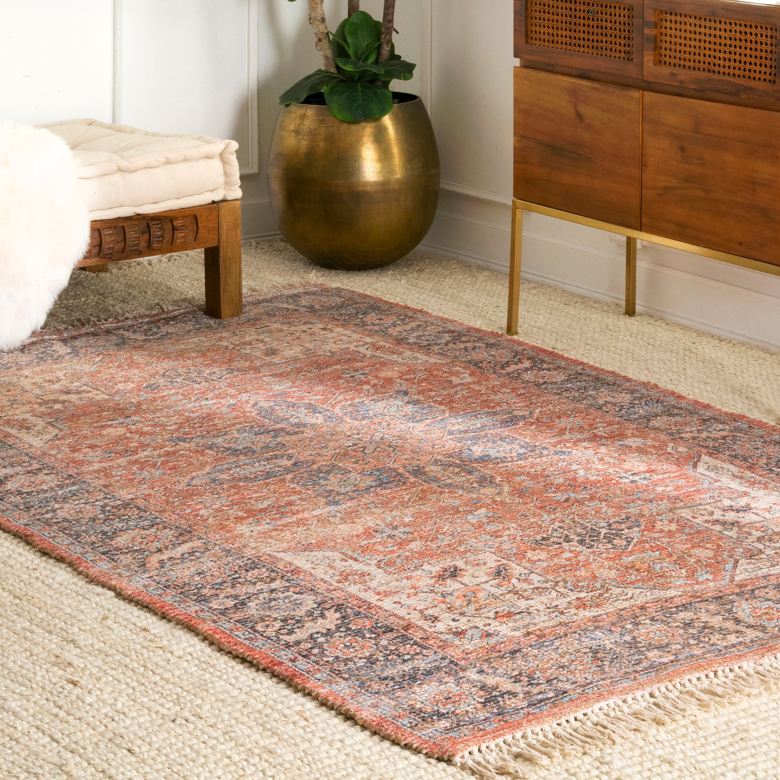 nuLOOM SVIN20A-10014 Luster 10 x 14 (ft) Jute Multi Rectangular Indoor Medallion Area rug