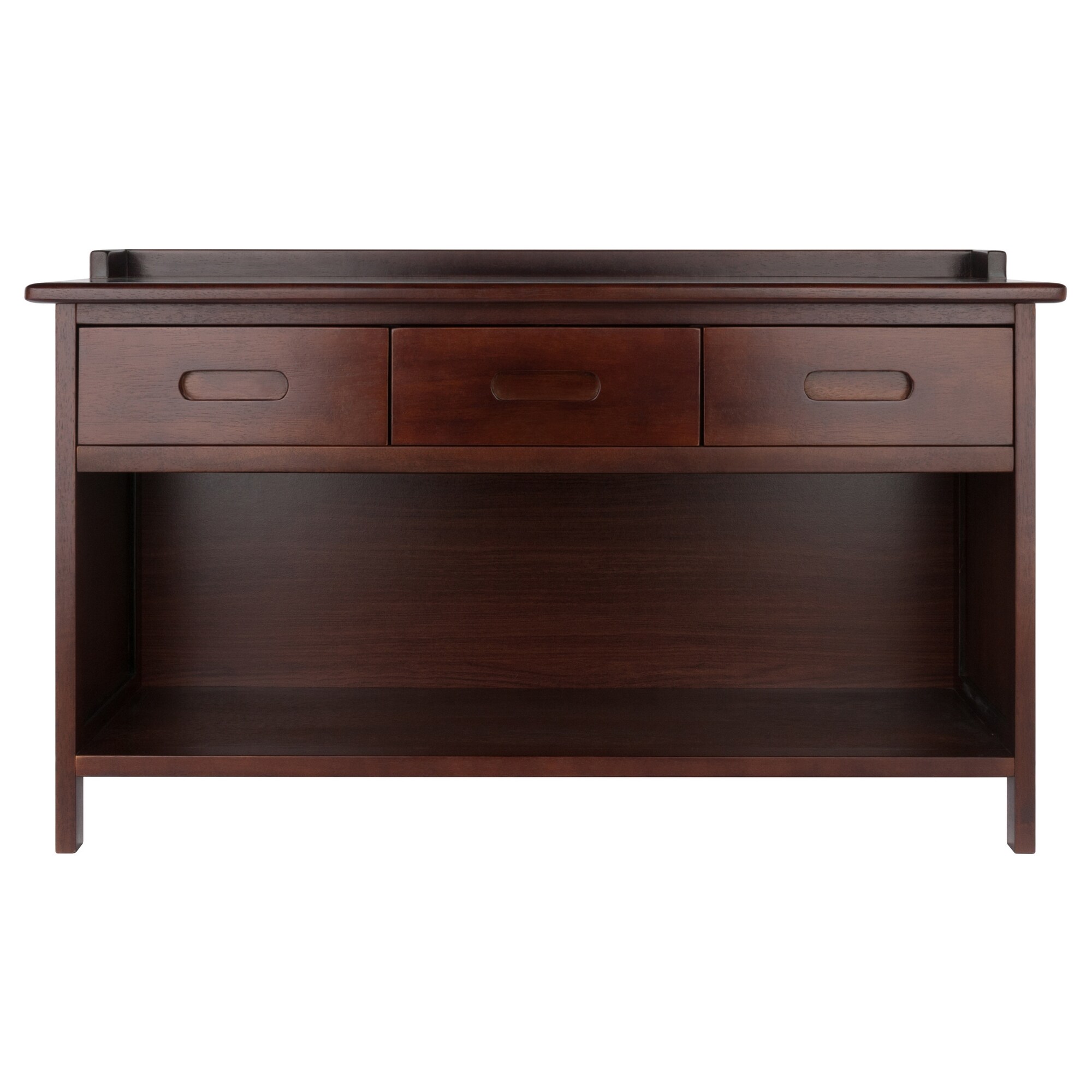 Transitional Walnut Finish Storage Bench with 3 Drawers