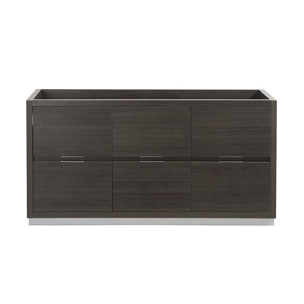 Fresca FCB8460GO Valencia 60-in Gray Oak Bathroom Vanity Base Cabinet without Top