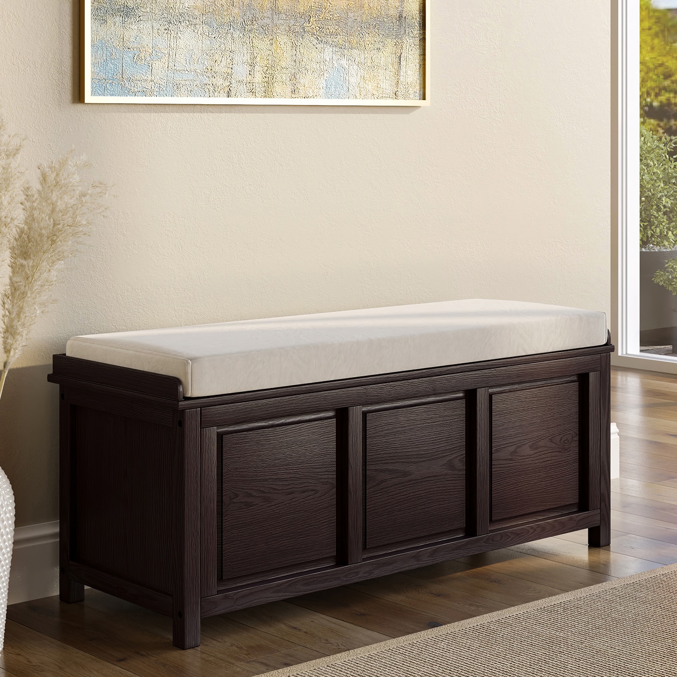 John Louis Home JLH-OTB-E Casual Espresso Storage Bench with Storage 45-Inches x 17-Inches x 20-Inches