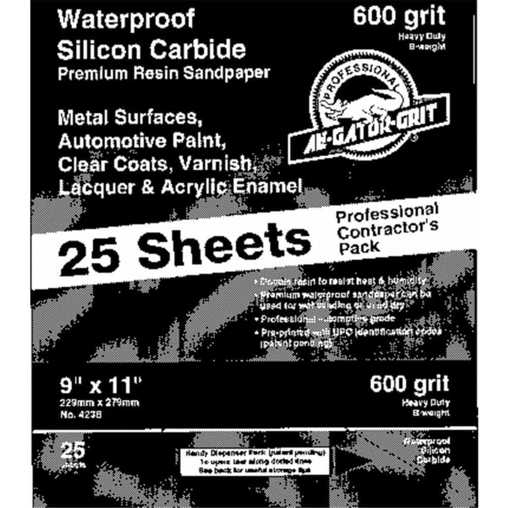 Ali Industries  Gator 11 in. x 9 in. 400 Grit Waterproof Silicon Carbide Sandpaper 25 Pack