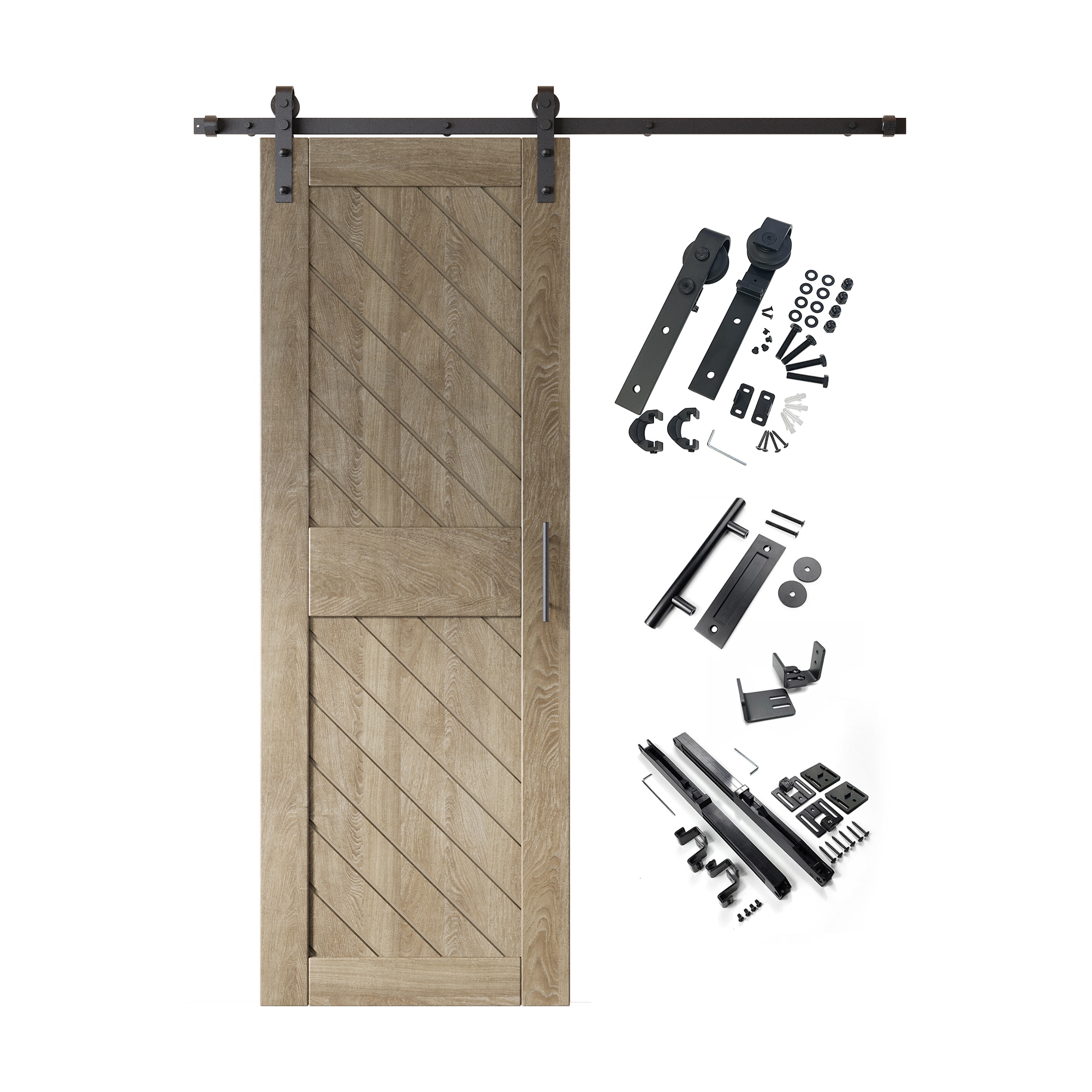 HOMACER YT1H066C-XT2-3084-GR 30-in x 84-in Classic Gray Prefinished Non-standard Pine Wood Solid core Single Barn Door (Hardware Included)