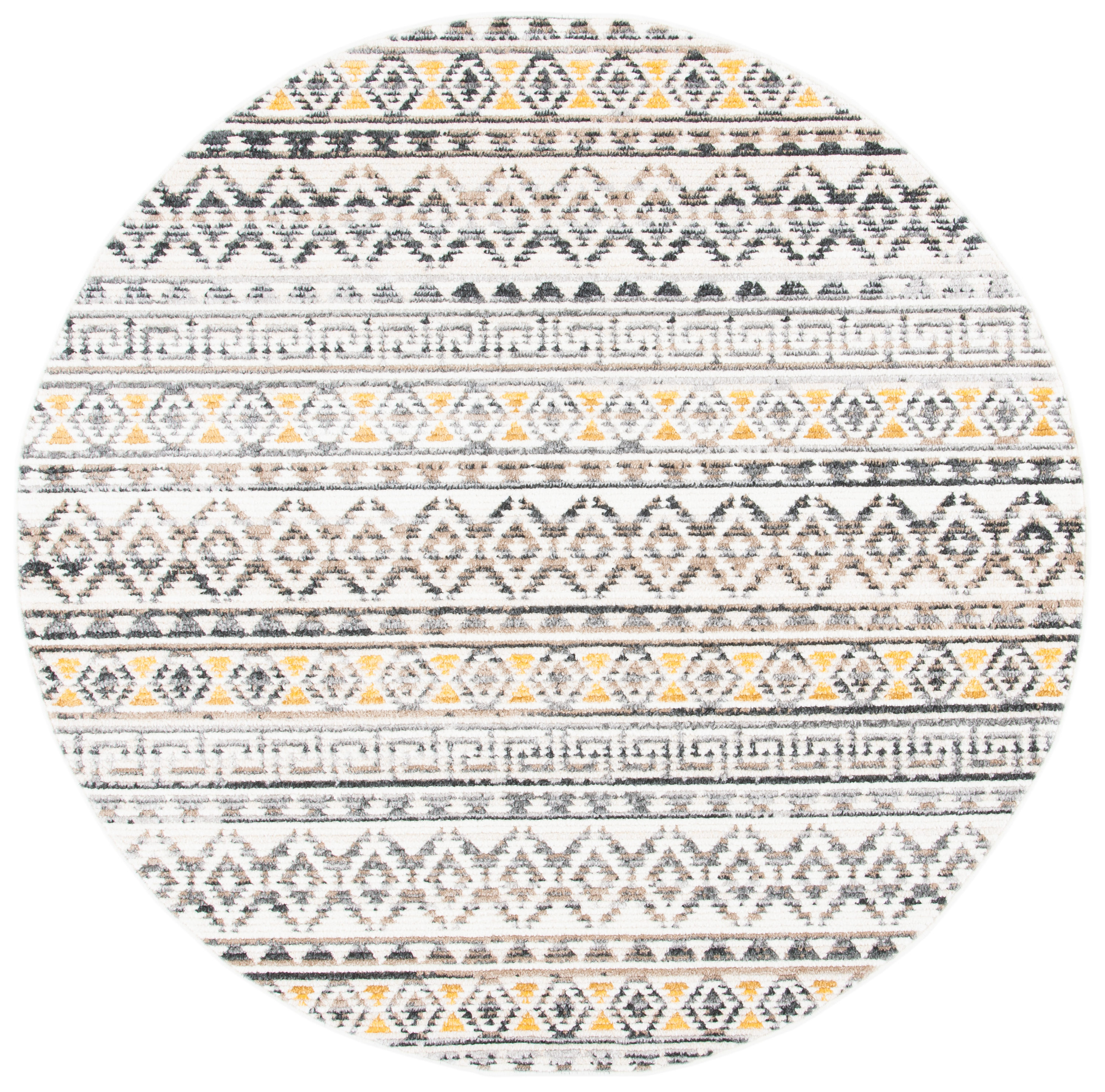 Safavieh SED883B-6R Sedona 6 x 6 (ft) Loomed Polypropylene Ivory/Charcoal Round Indoor Abstract Bohemian/Eclectic Area rug