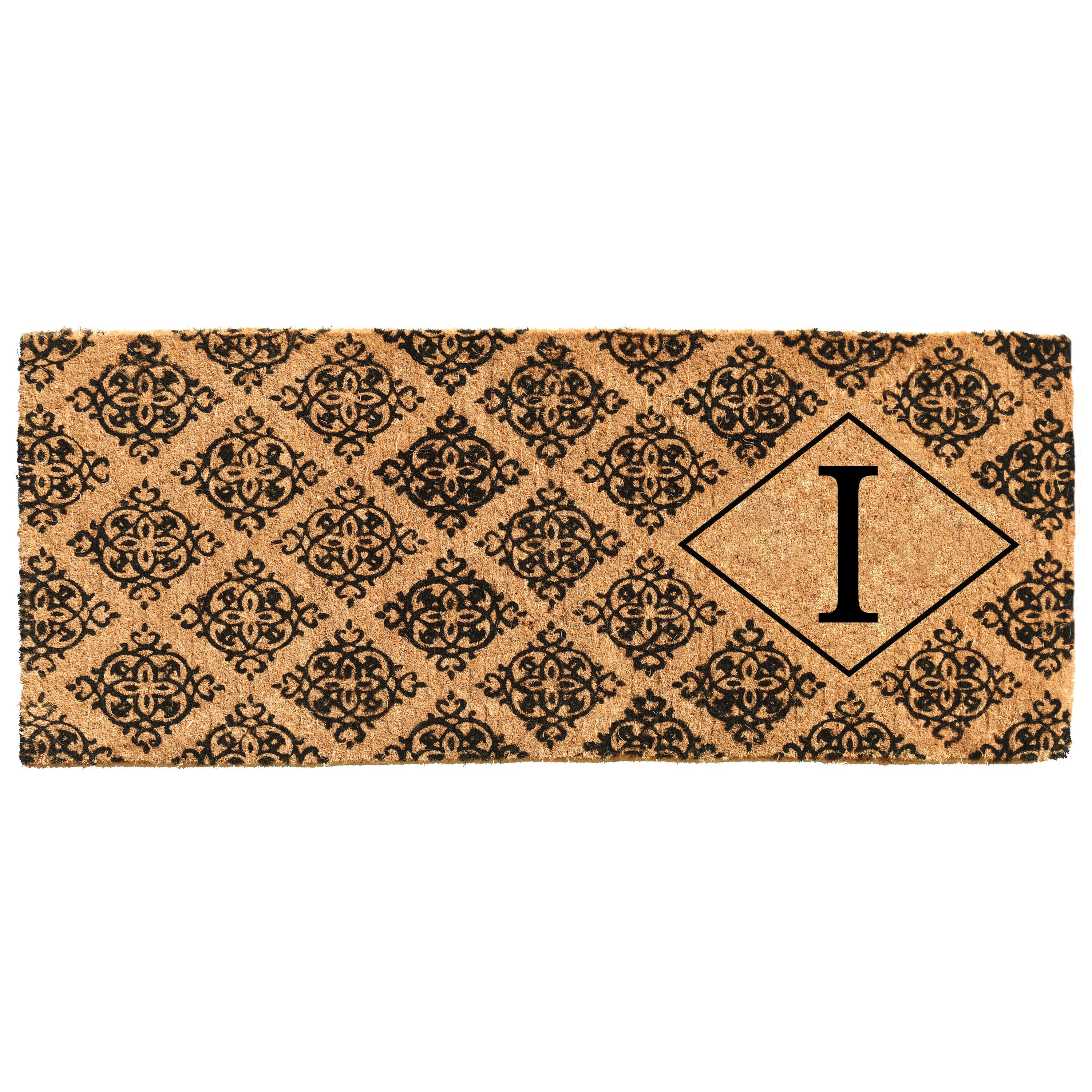 Callowaymills 103331846I 18-in x 46-in Natural/Black Coir Non-Slip Grip Indoor or outdoor Decorative Door Mat