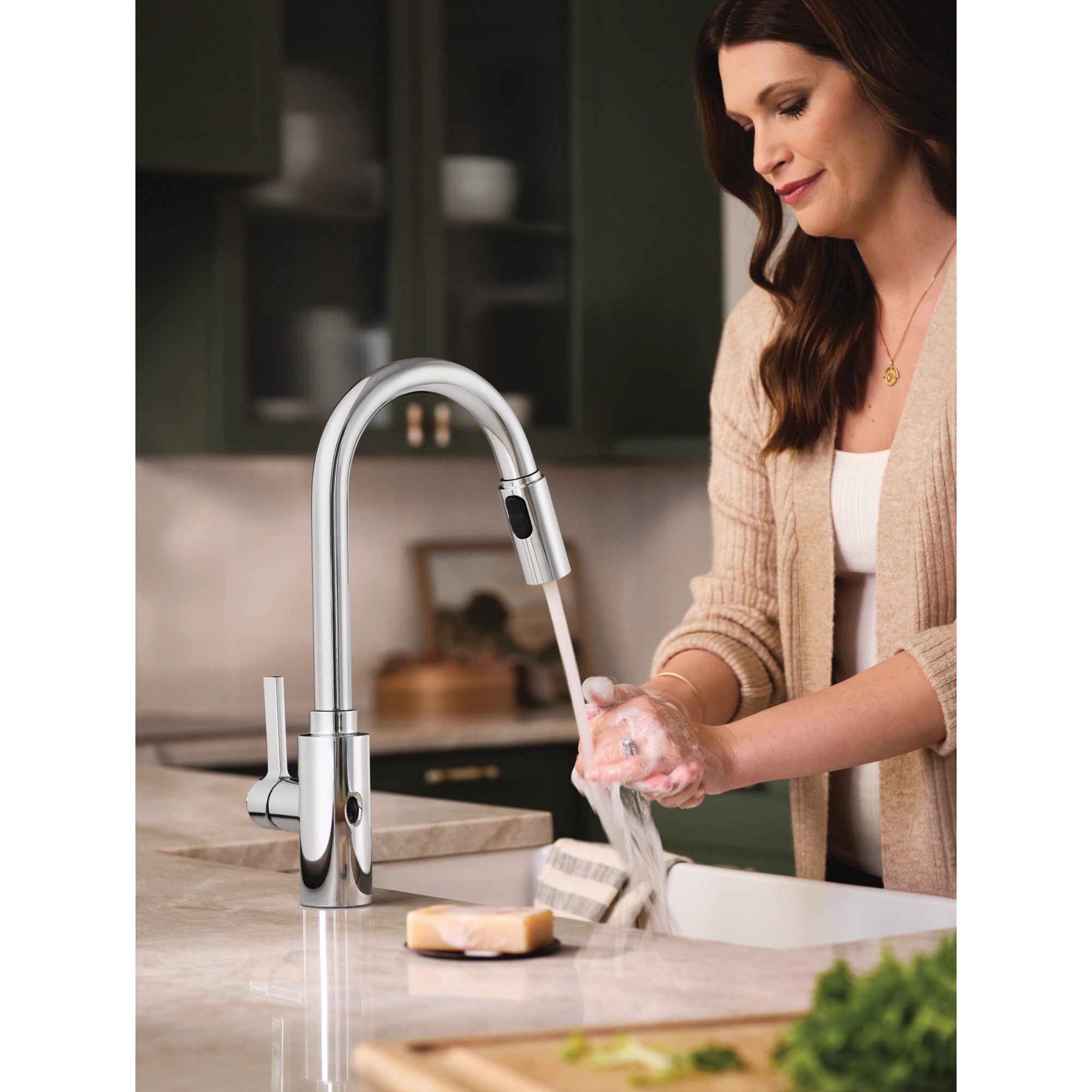 Moen Genta LX Chrome Single Handle Touchless Pull-down Kitchen Faucet ...