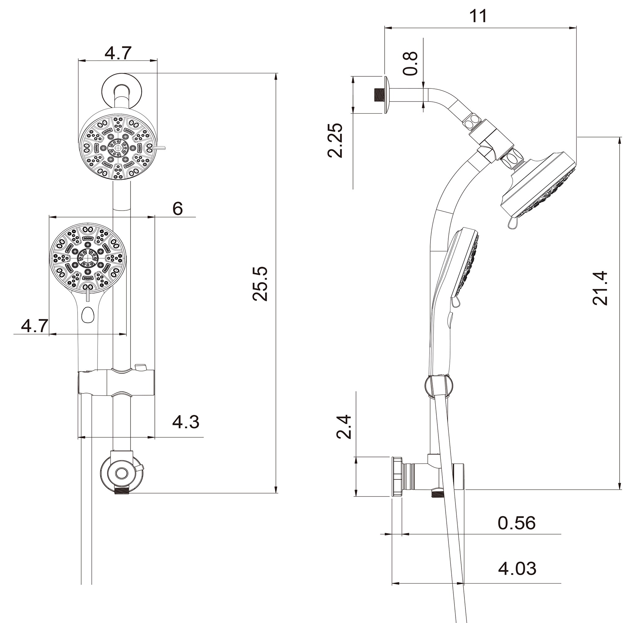 Clihome CL-007MB-SL Showerhead-Bar-Panels - View #5