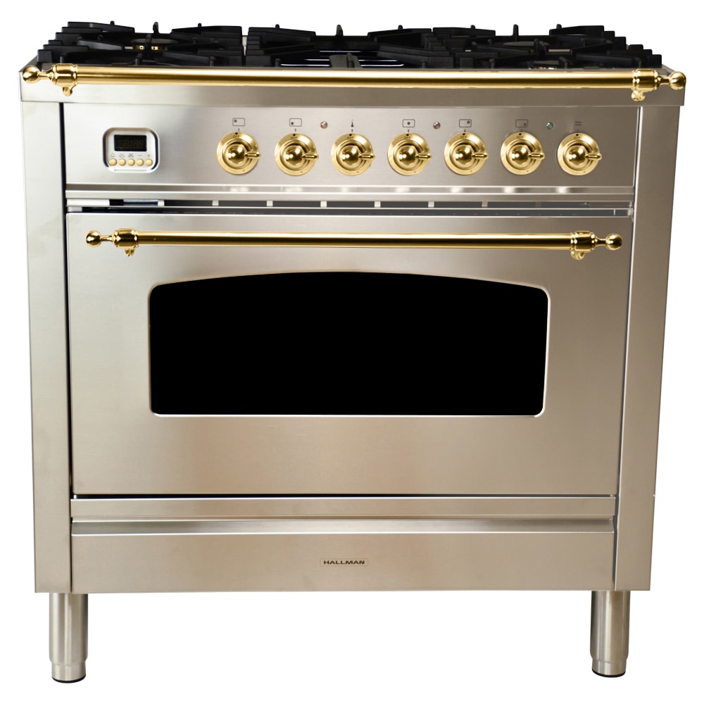 Hallman BOLD 36 in. 5.2 cu. ft. 6 Burner Freestanding All Gas Range with Gas  Stove and Gas Oven in. White HBRG36CMWT-LP - The Home Depot