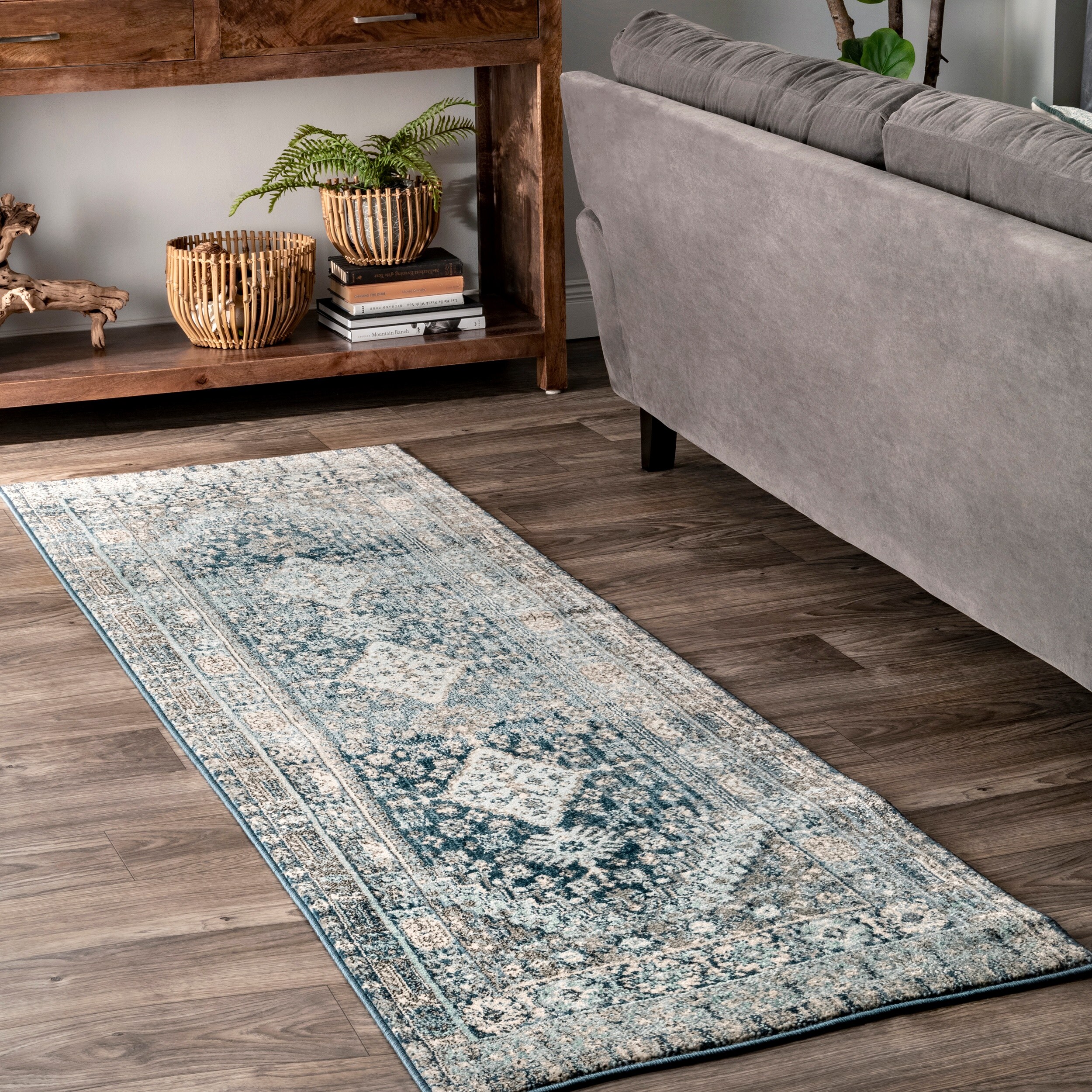 nuLOOM KHTR14A-2606 Melani 2 x 6 (ft) Loomed Polypropylene Light Blue Rectangular Indoor Medallion Runner rug