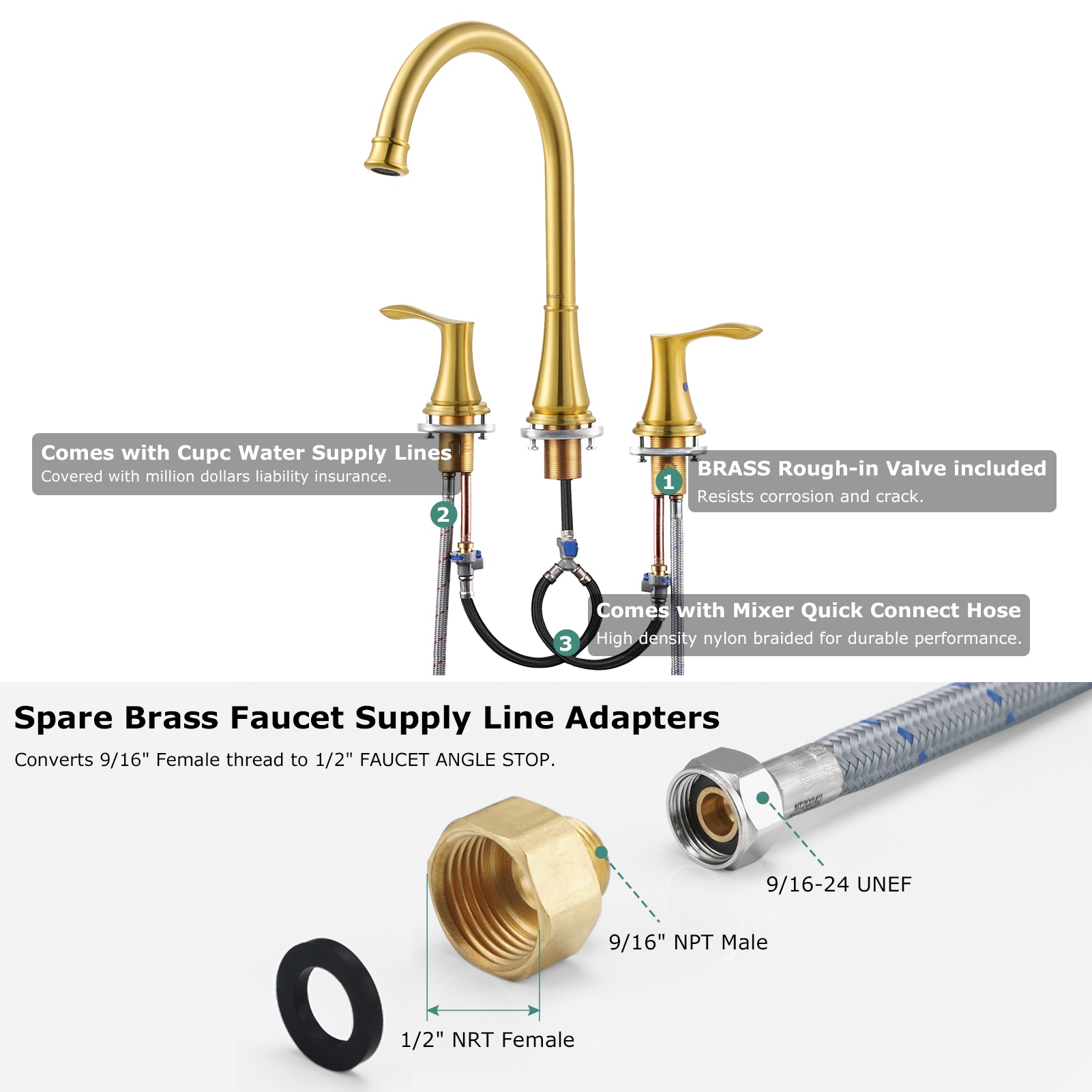 Demeter Brushed Gold High Arc 2-Handle Roman Tub Faucet
