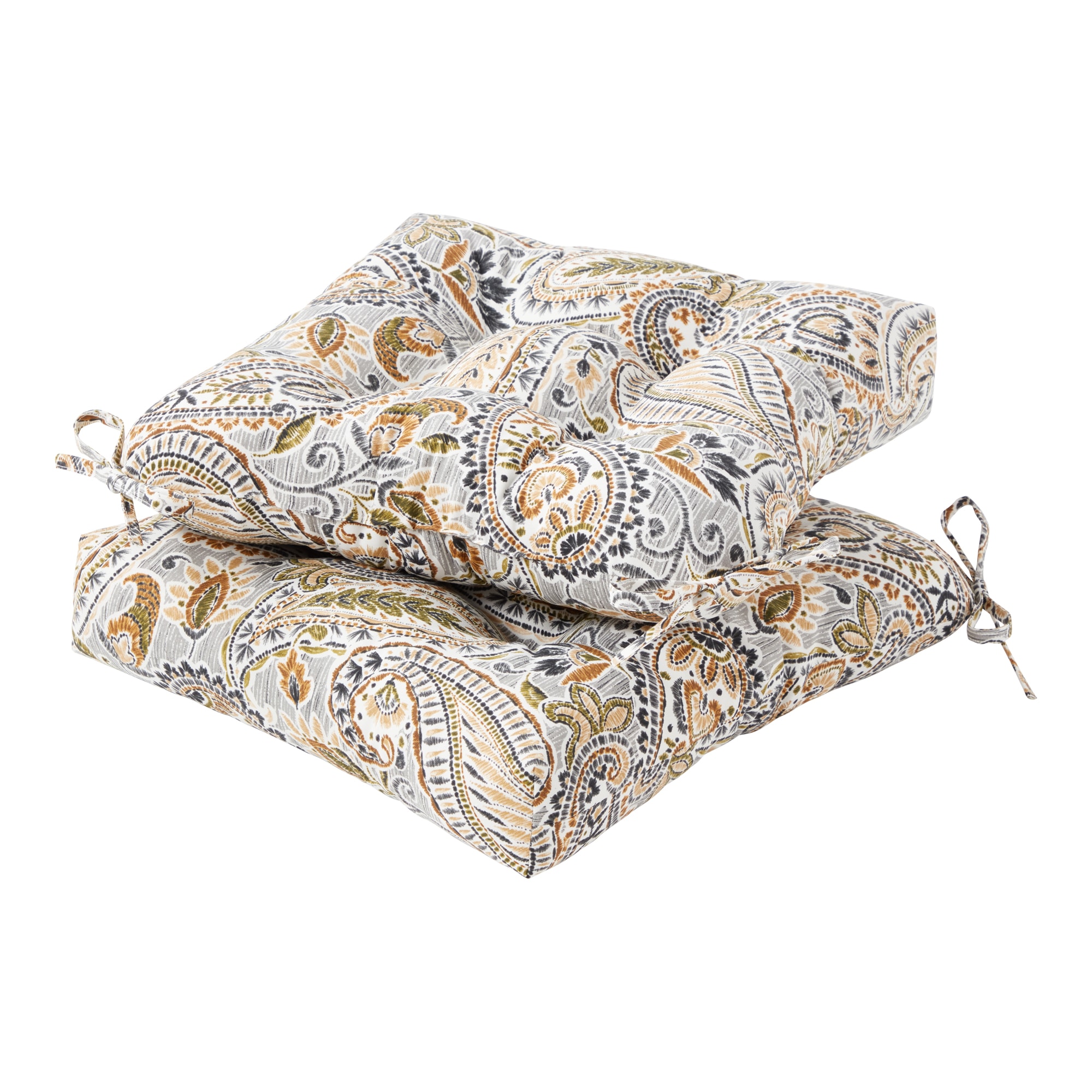 Greendale Home Fashions - Outdoor 20-in x 20-in 2 -Piece Arctic Paisley Patio chair cushion