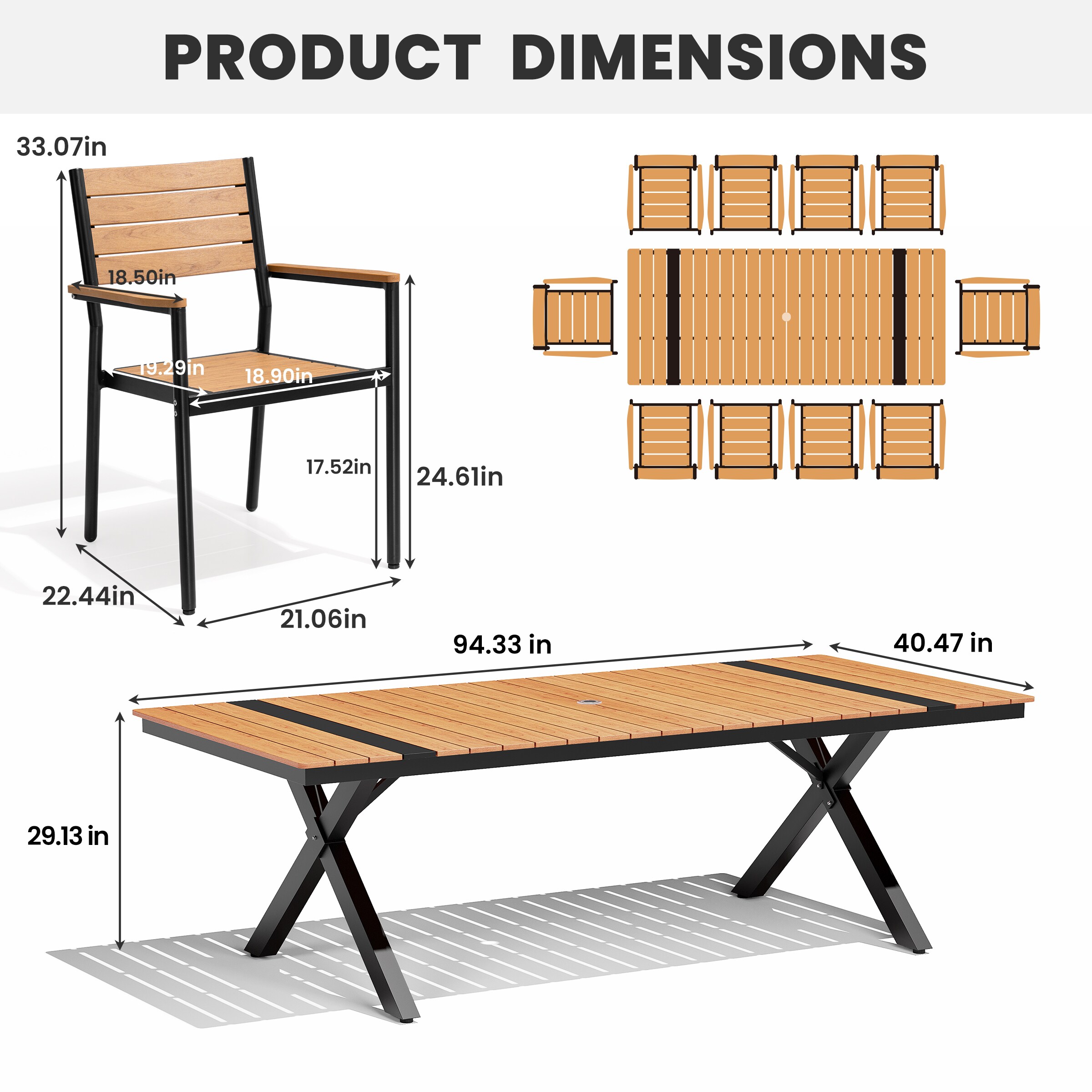 Crestlive Products CL-TD6338BRN240-11 Patio-Dining-Sets - View #3