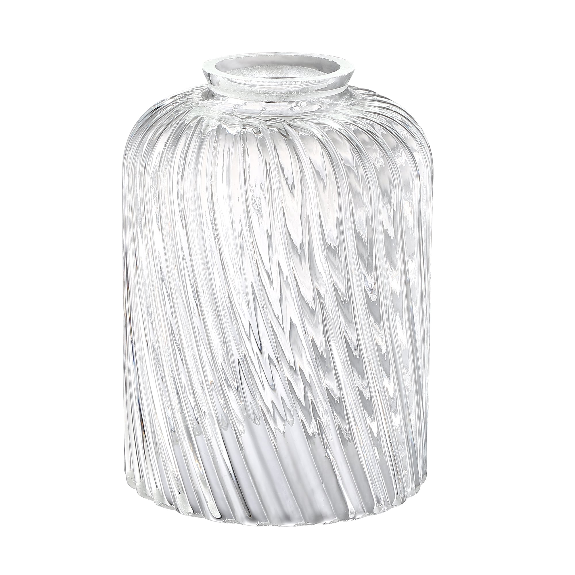 Style Selections FS00486-02 5.98-in x 4.33-in Cylinder Clear Clear glass Vanity light shade with 2-1/4-in Fitter (Lip Fitter)