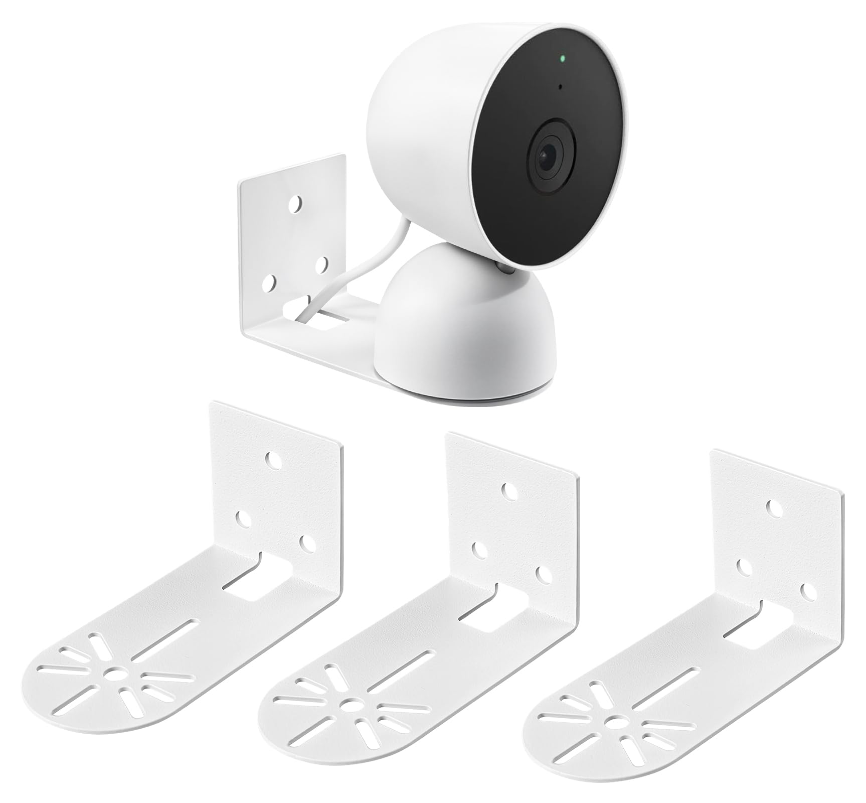 AOIZGMY  3 pack adhesive metal camera mount adjustable wall bracket holder for indoor security cam optimal viewing angles cable management white