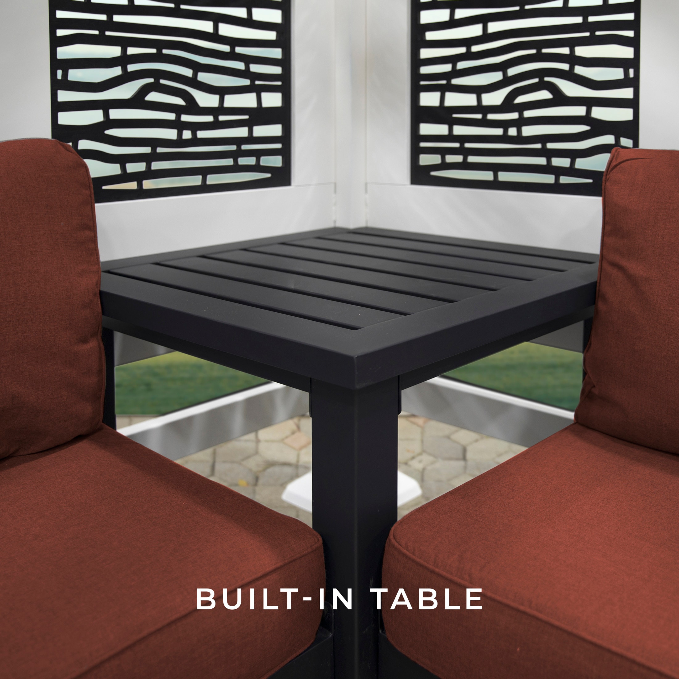 Ridgedale White Metal Cabana Pergola with Terracotta Seating