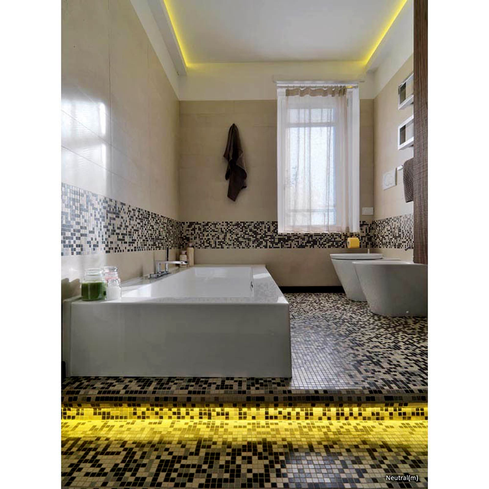 12" x 12" Black and Gray Glass Mosaic Tile