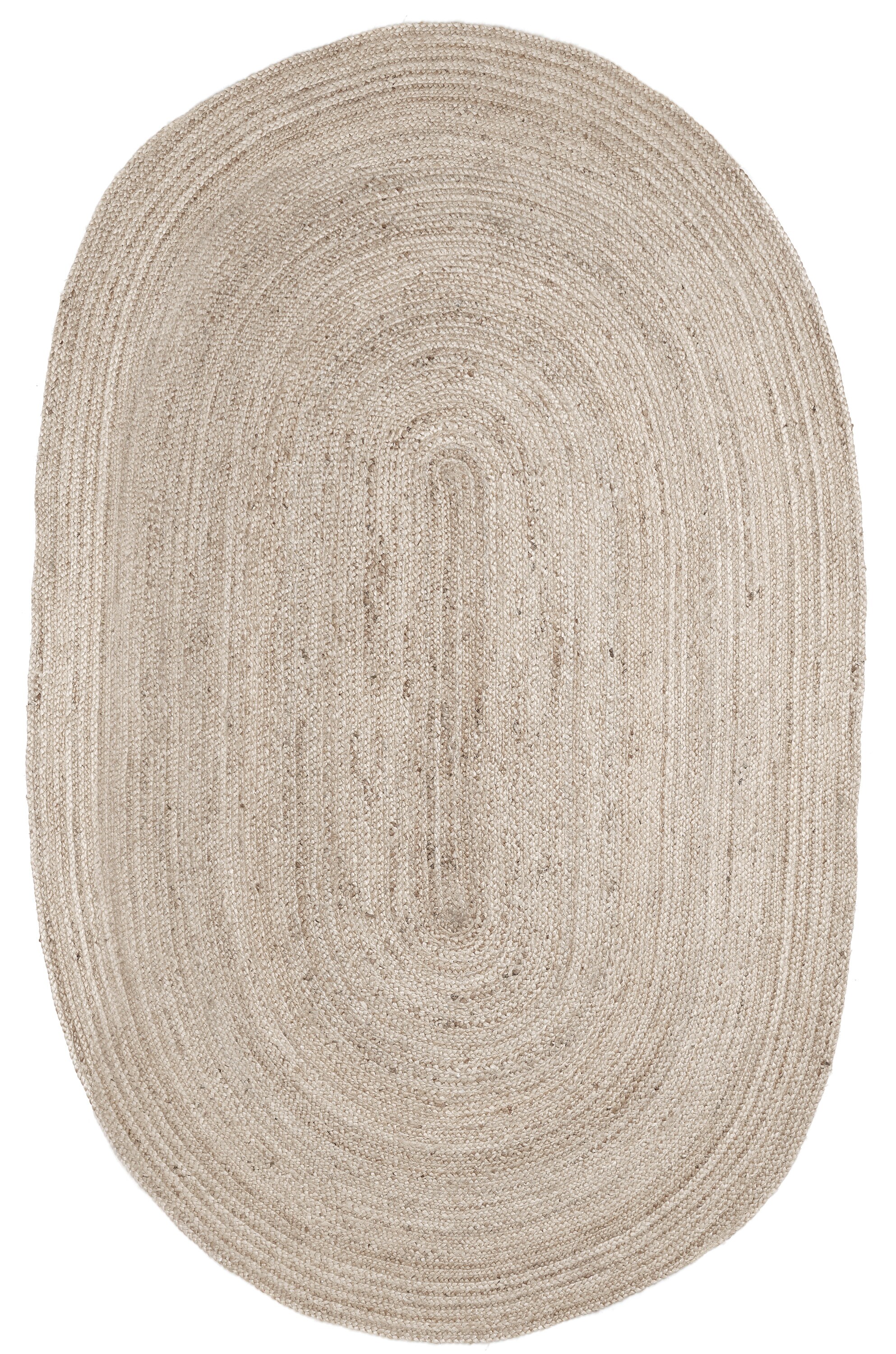 Anji Mountain 6 X 9 (ft) Jute Ivory, Off-white Oval Indoor Solid