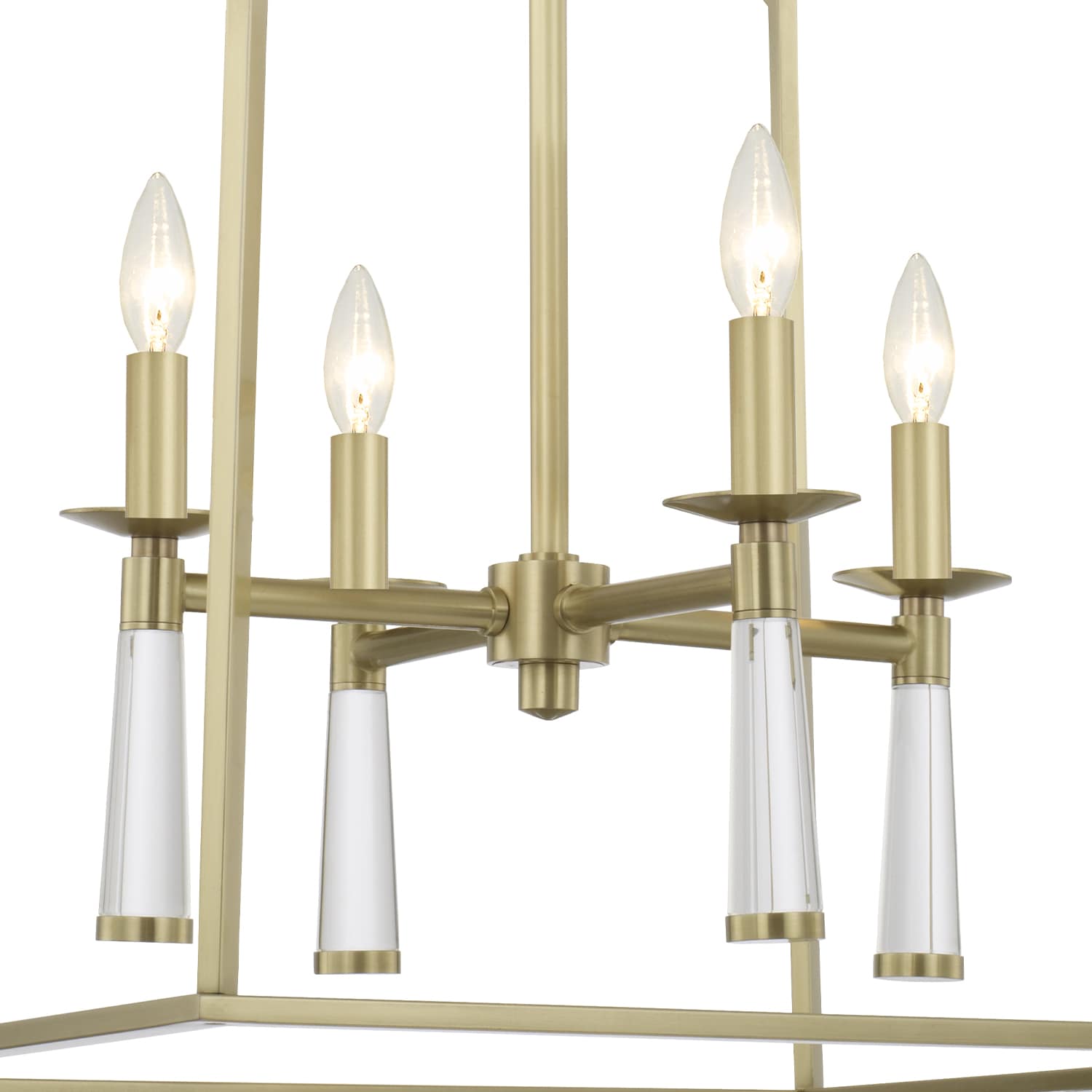 Mini Baxter Aged Brass 4-Light Chandelier with White Silk Shade