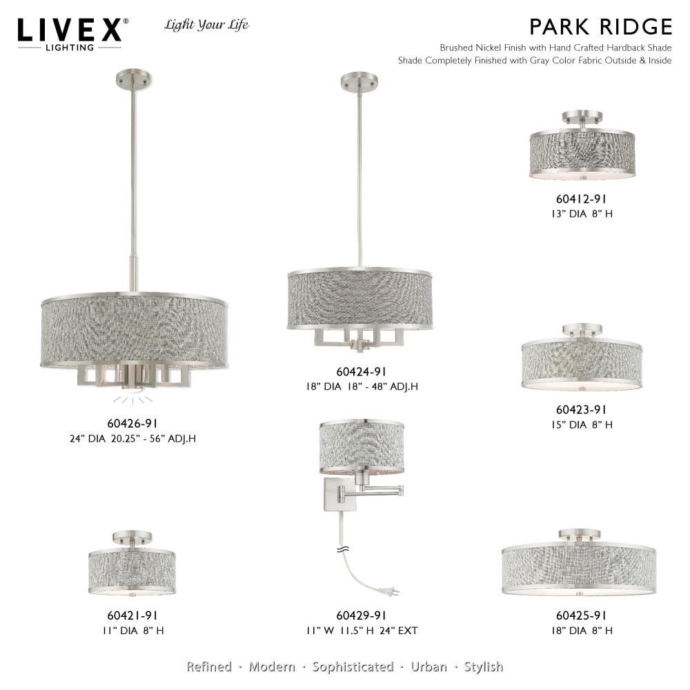 Livex Lighting Park Ridge 3-Light Brushed Nickel Semi mount light 60423 ...