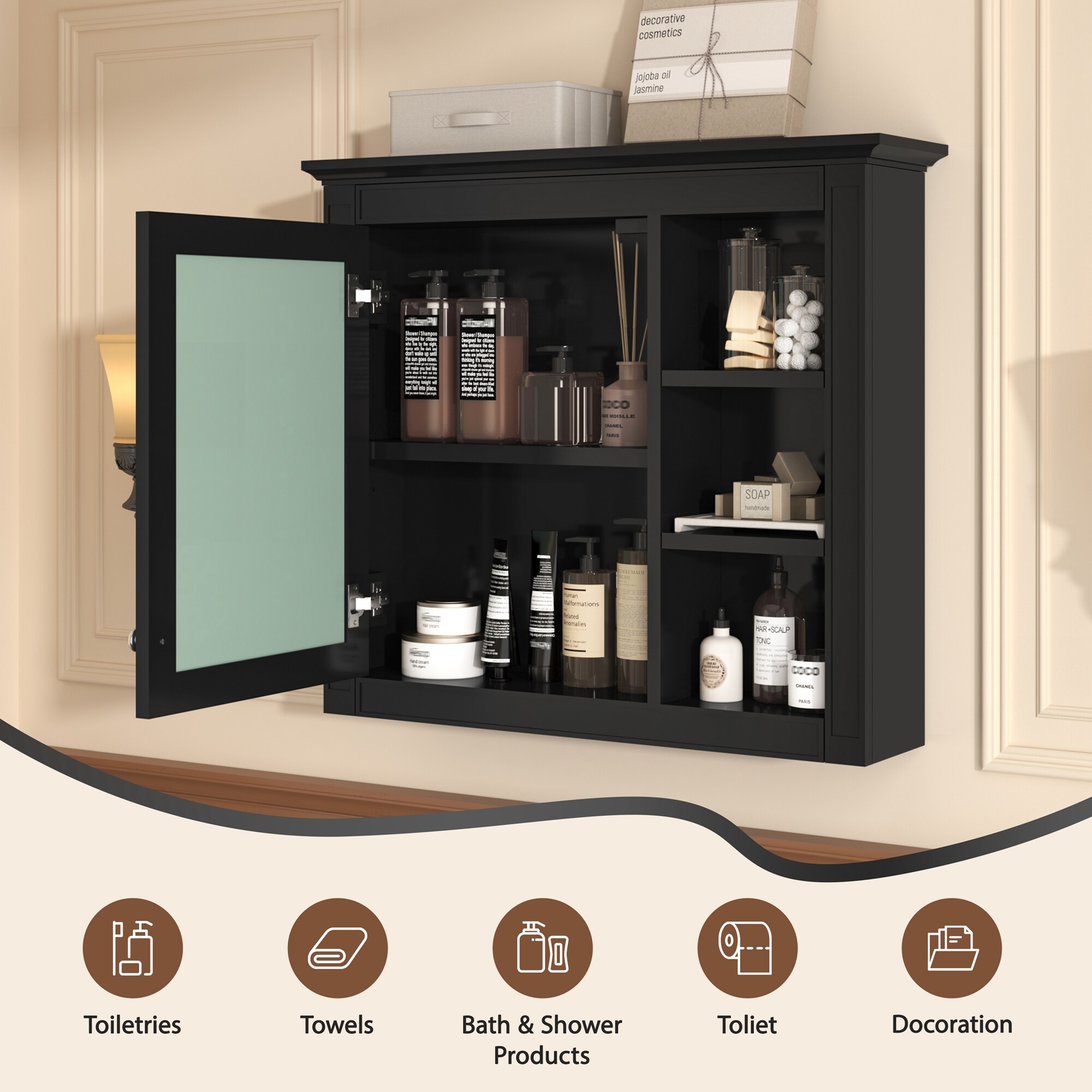 Hrinhom BA02-BLACK Bathroom-Medicine-Cabinets - View #6