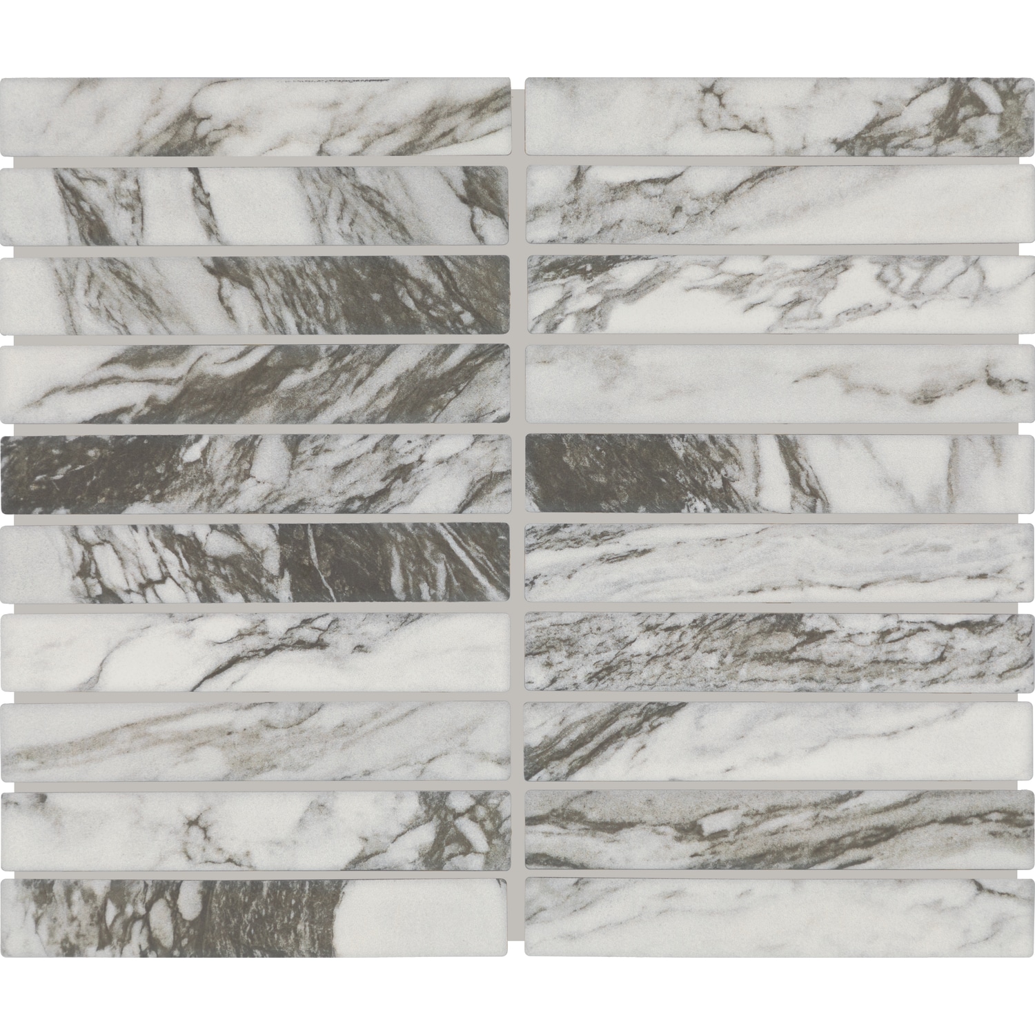 American Olean EC33STK16MBLWMT Elevated Craft Grey 10-in x 12-in Matte Ceramic Patterned Linear Mosaic Floor and Wall Tile (0.83-sq. ft/ Piece)