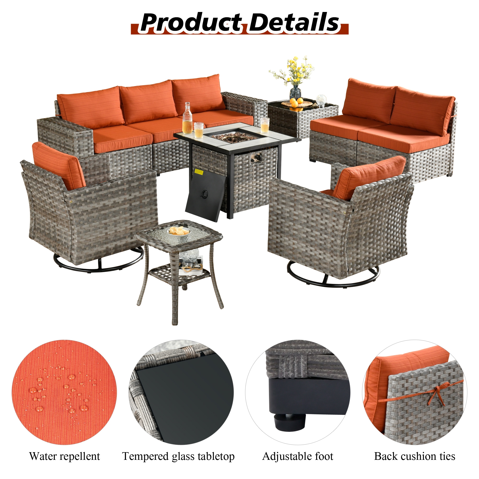 Pouuin SFPYZBBR8-10 Patio-Sofas-Daybeds - View #2