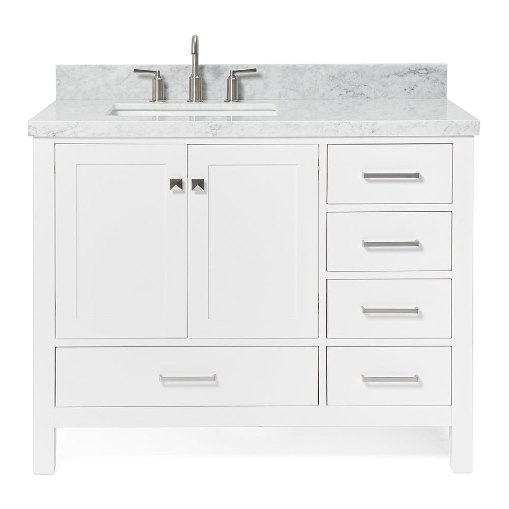 Ariel Cambridge 43-in White Undermount Single Sink Bathroom Vanity With 